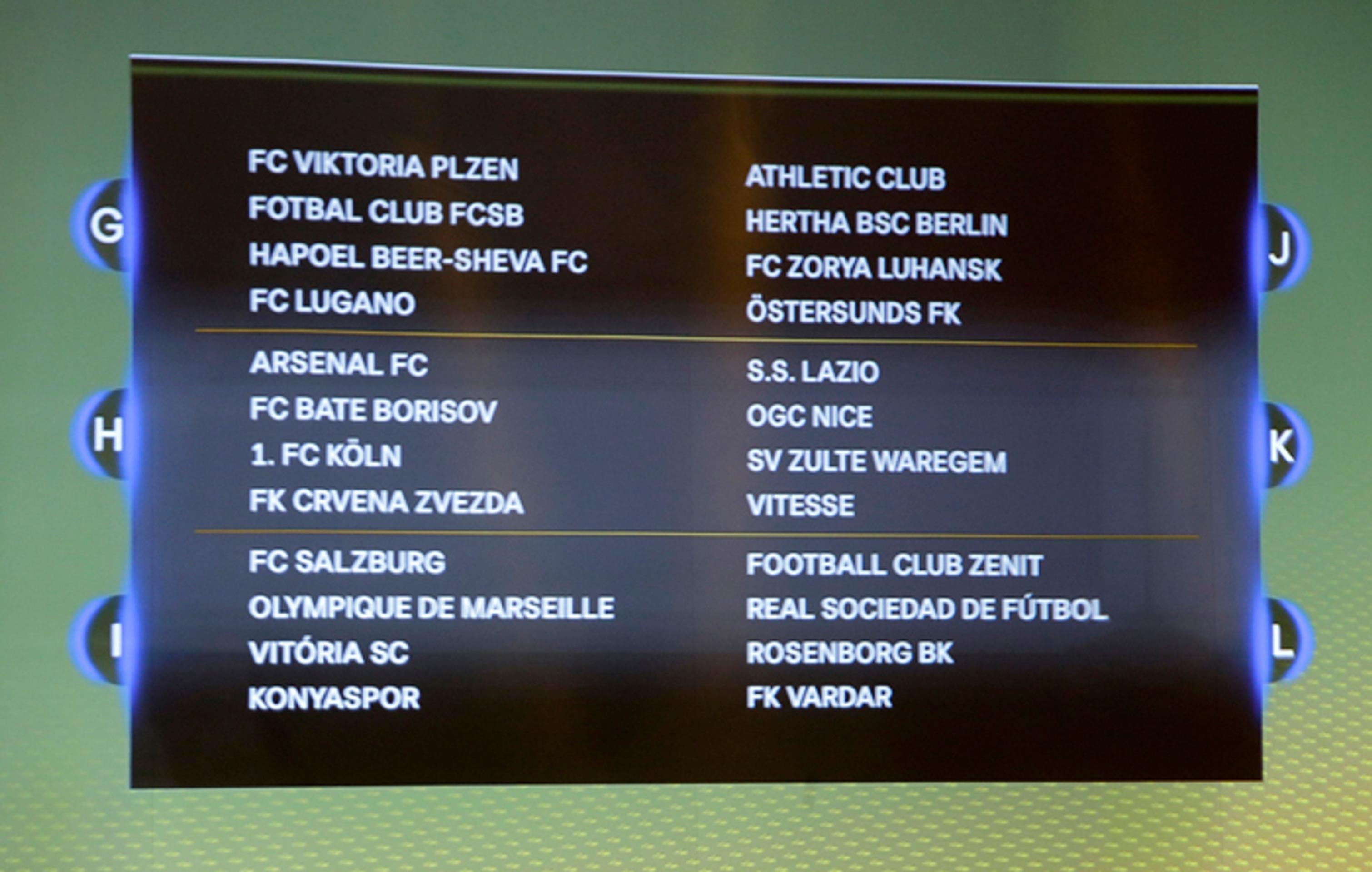 Žreb EL UEFA - skupiny G až L.