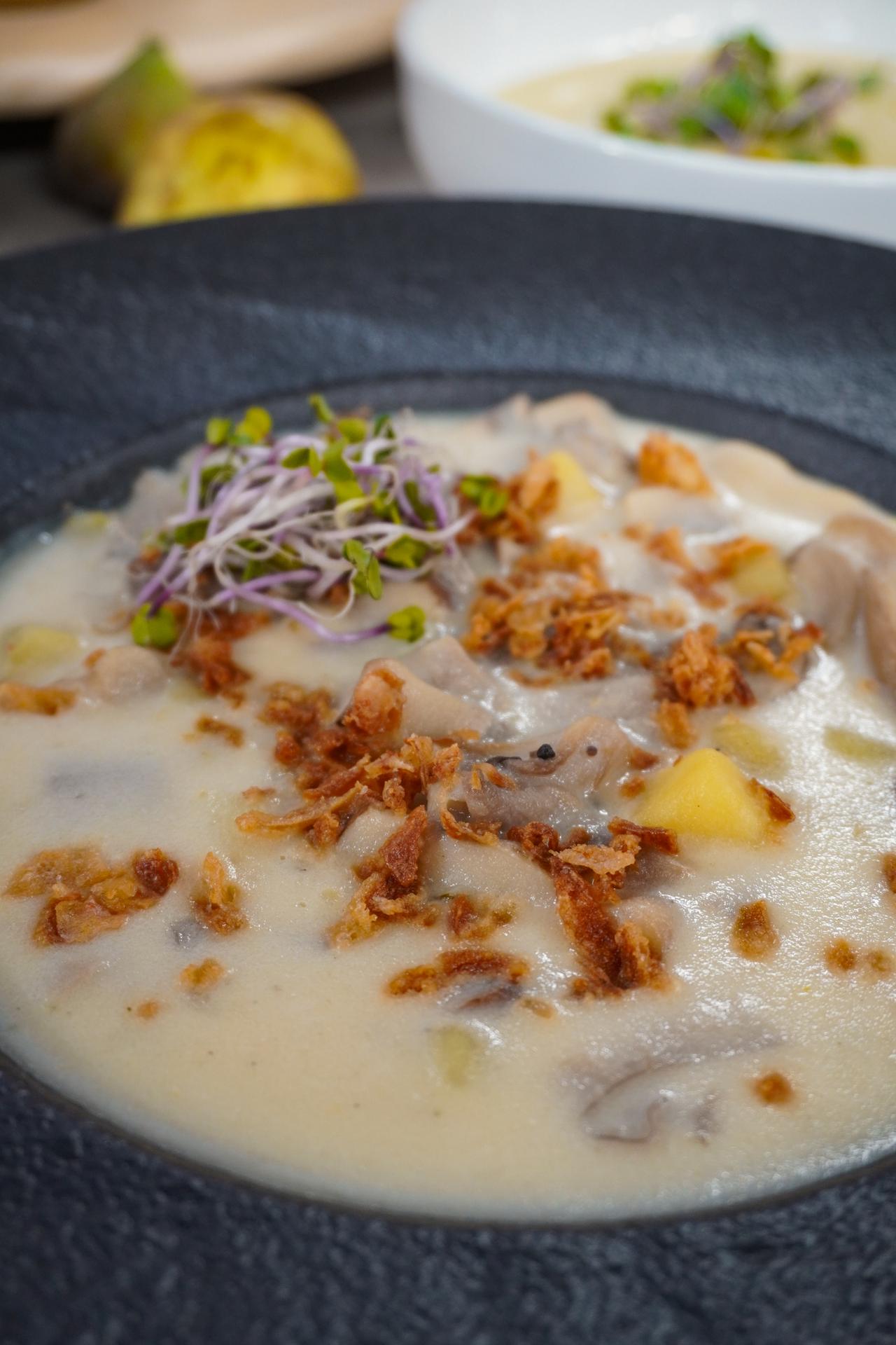 Krémová zemiaková polievka s hubami