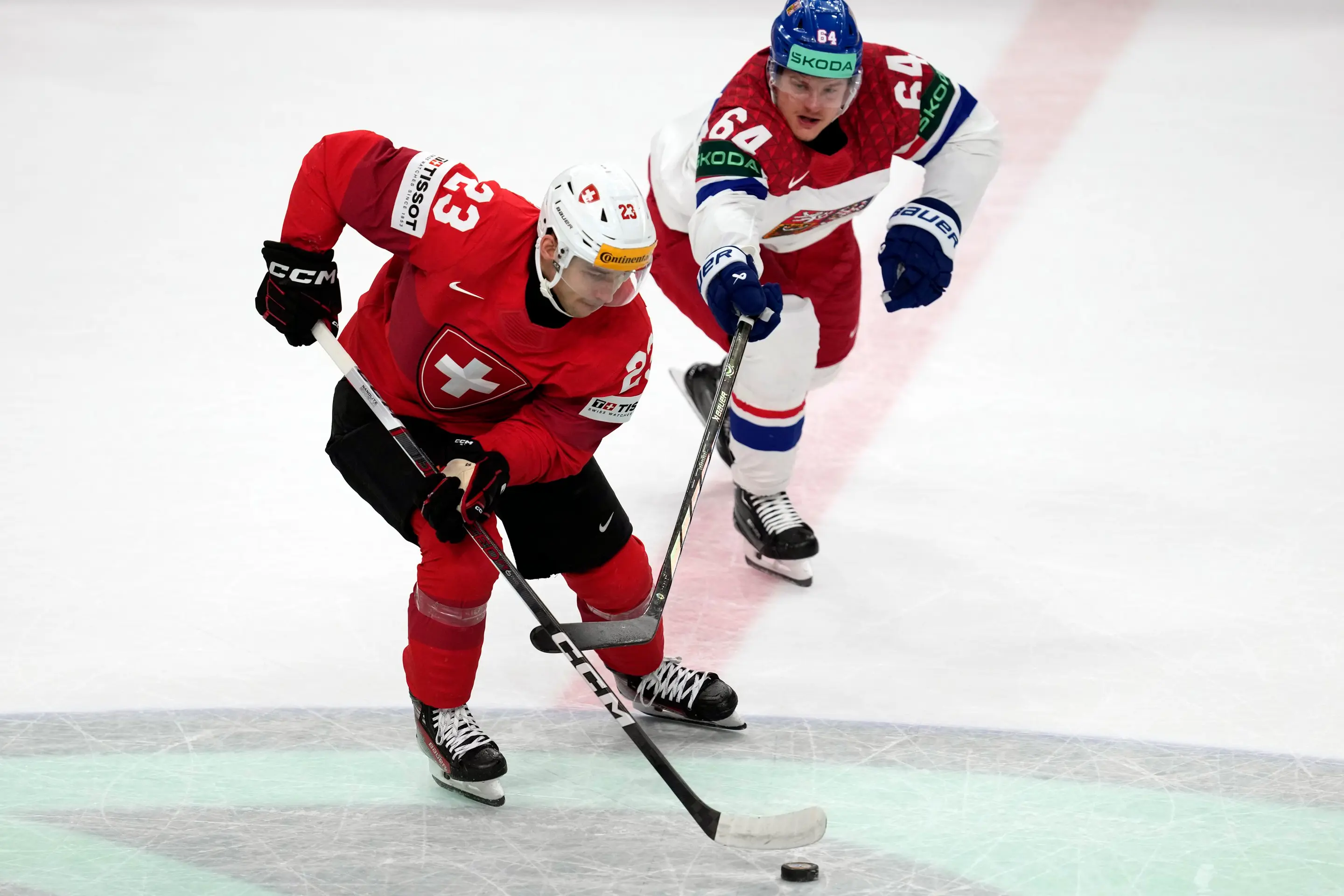 Momentka z finále majstrovstiev sveta v hokeji 2024