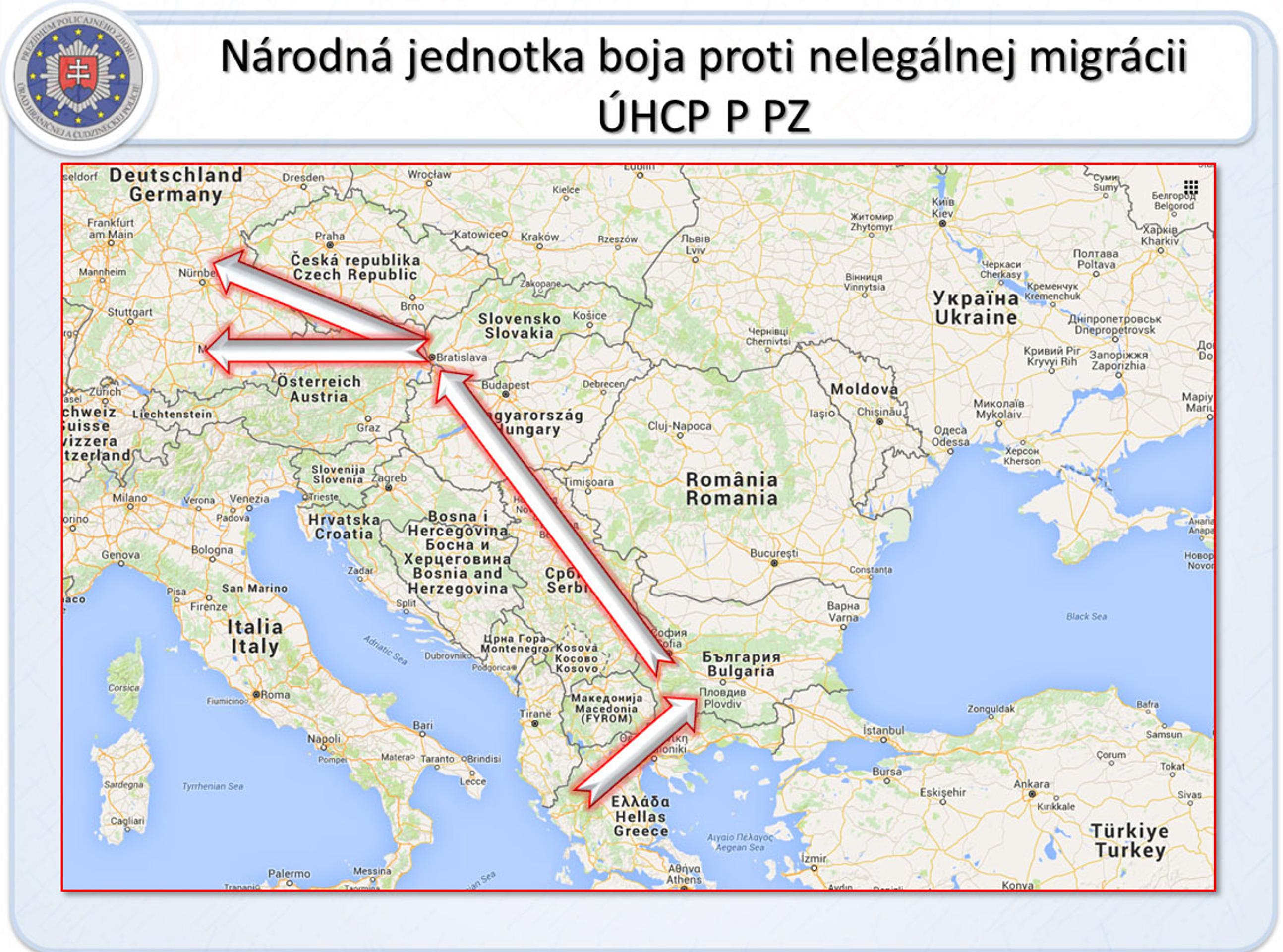 Trasy, ktoru prevádzali nelegálnych migrantov