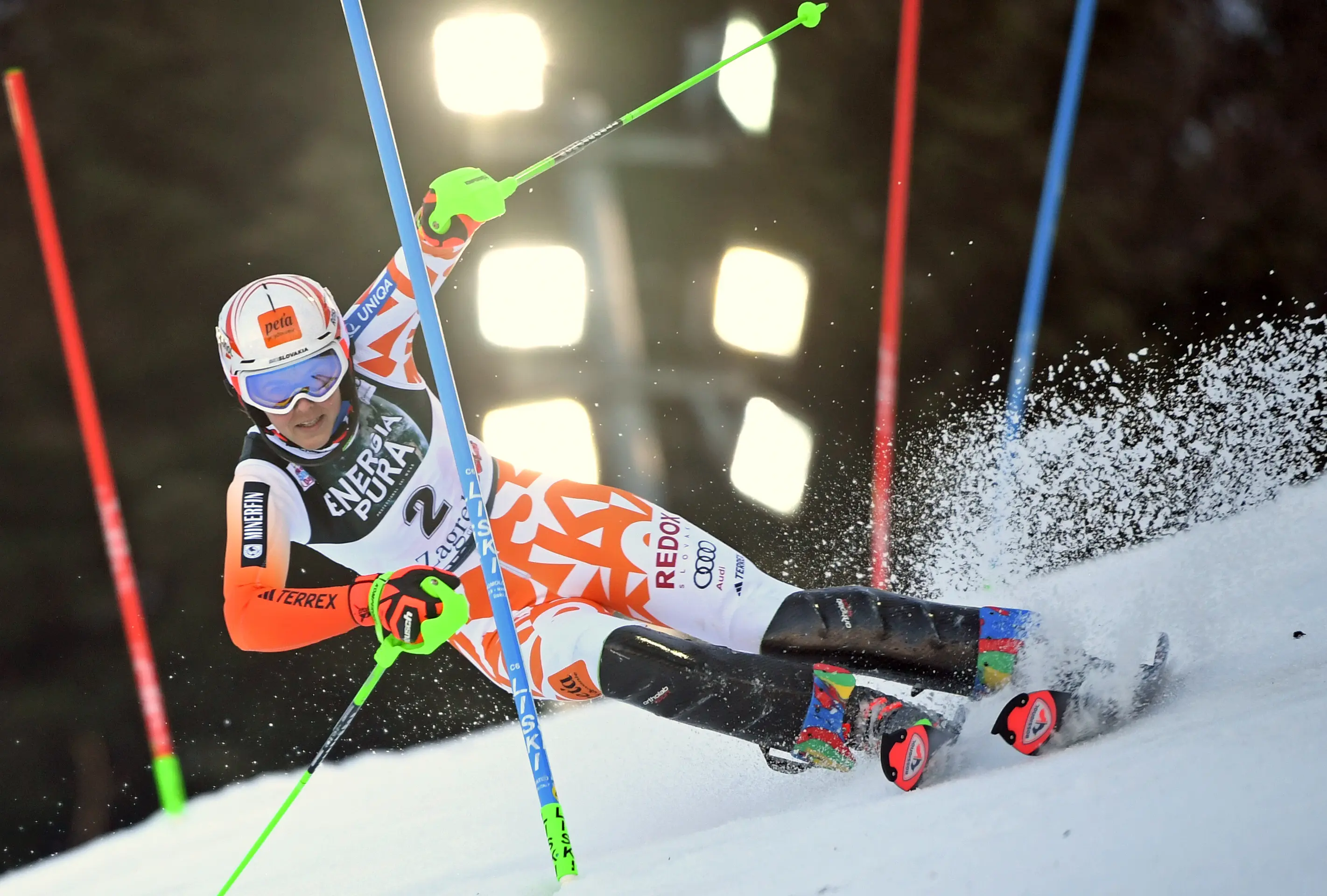 Na snímke slovenská lyžiarka Petra Vlhová v prvom kole slalomu žien Svetového pohára v alpskom lyžovaní v Záhrebe.