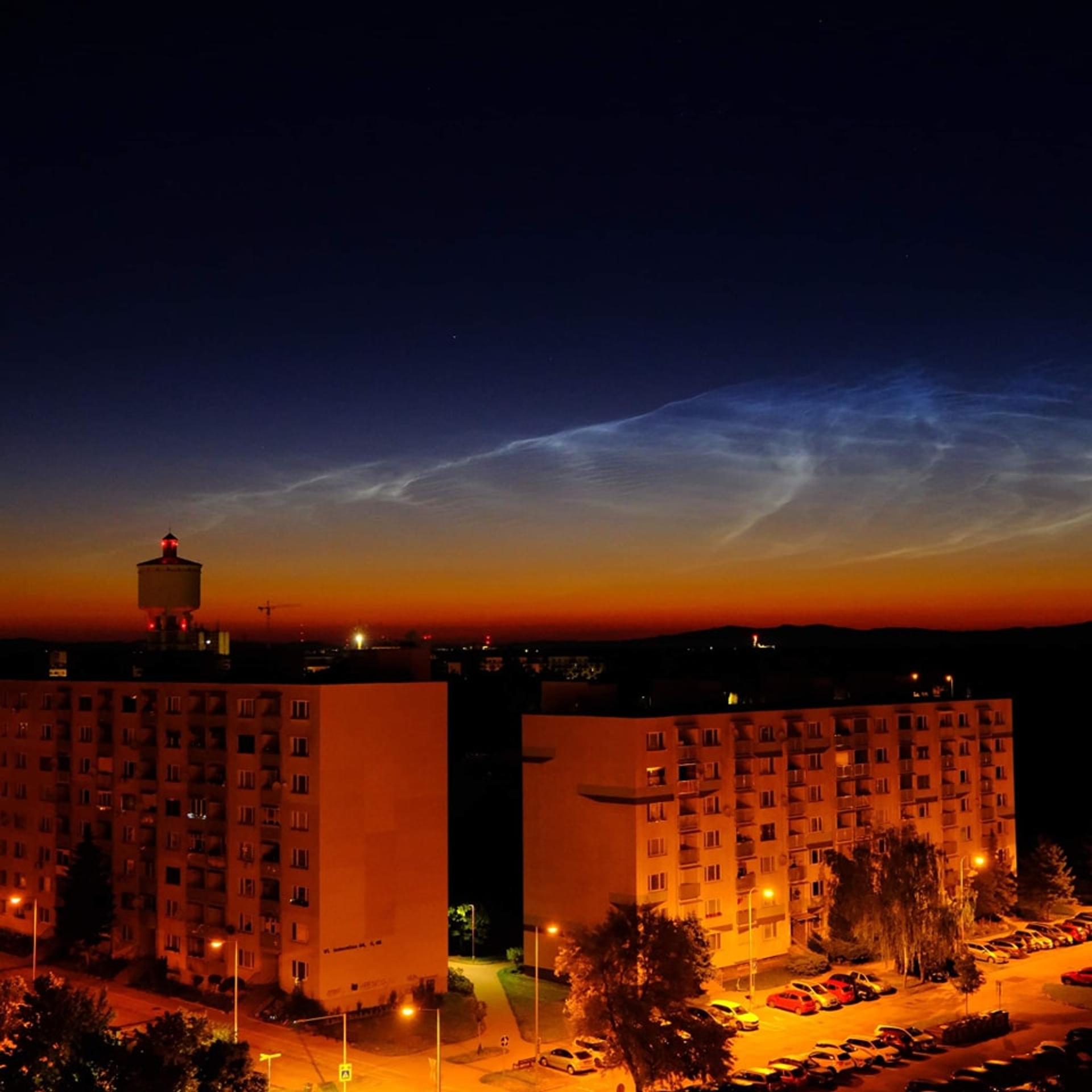 Nočné svietiace oblaky v Trnave