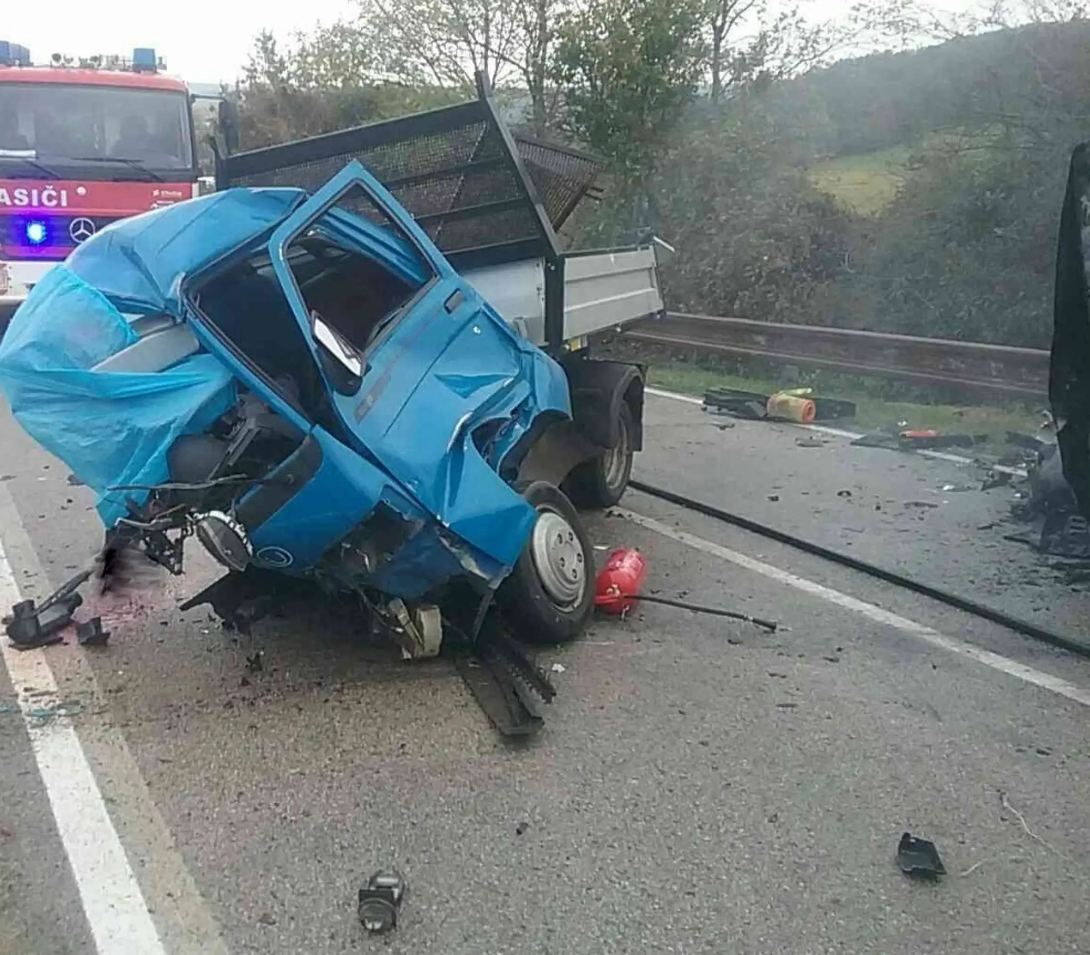 Zhorená dodávka.