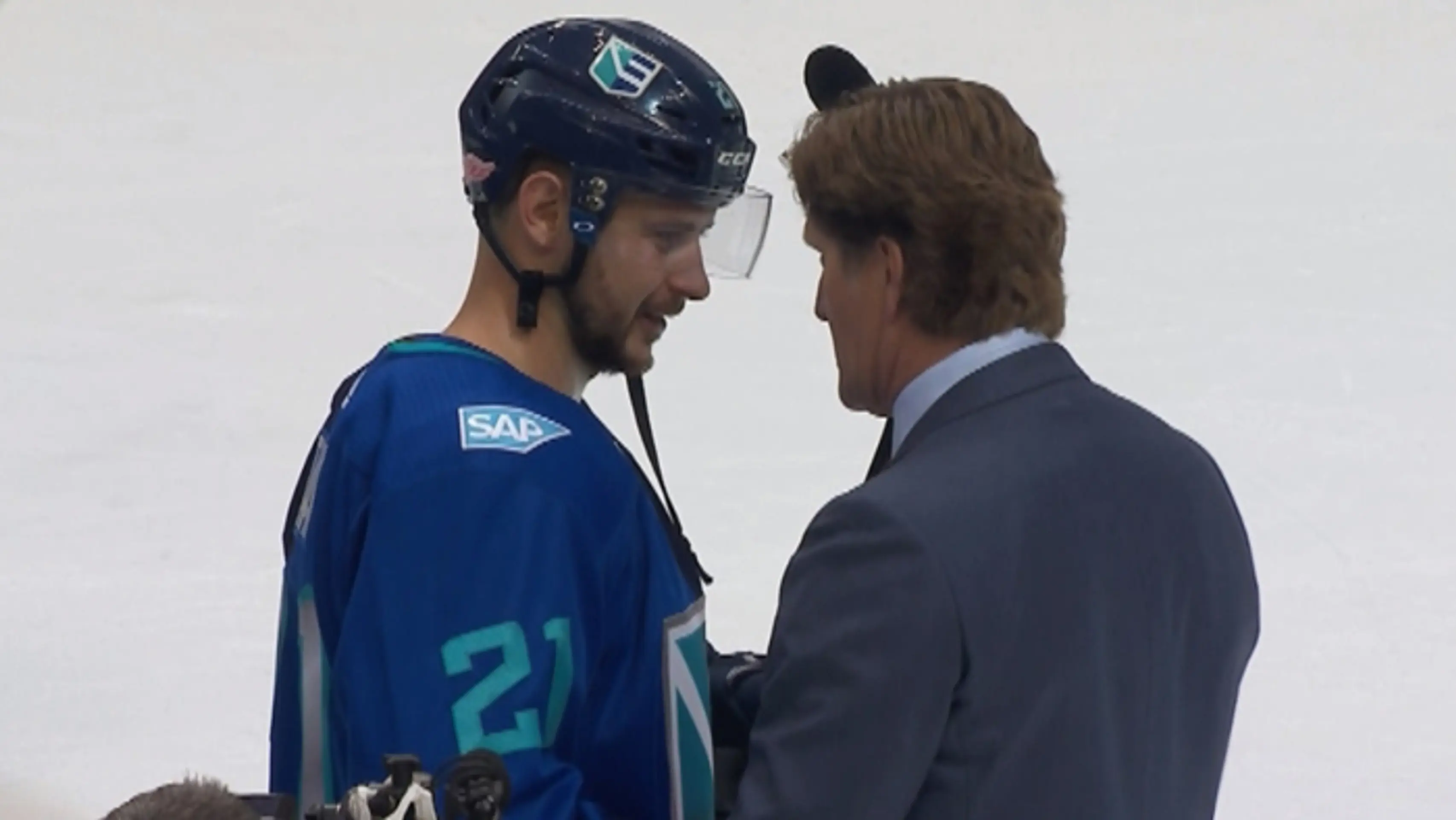 Tomáš Tatar a tréner Kanady Mike Babcock.