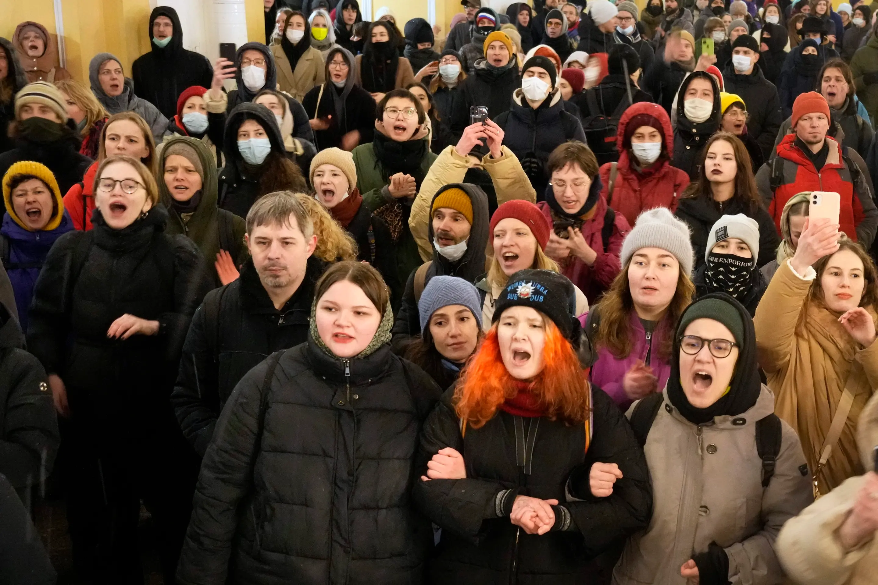 Protivojnové protesty v Moskve.
