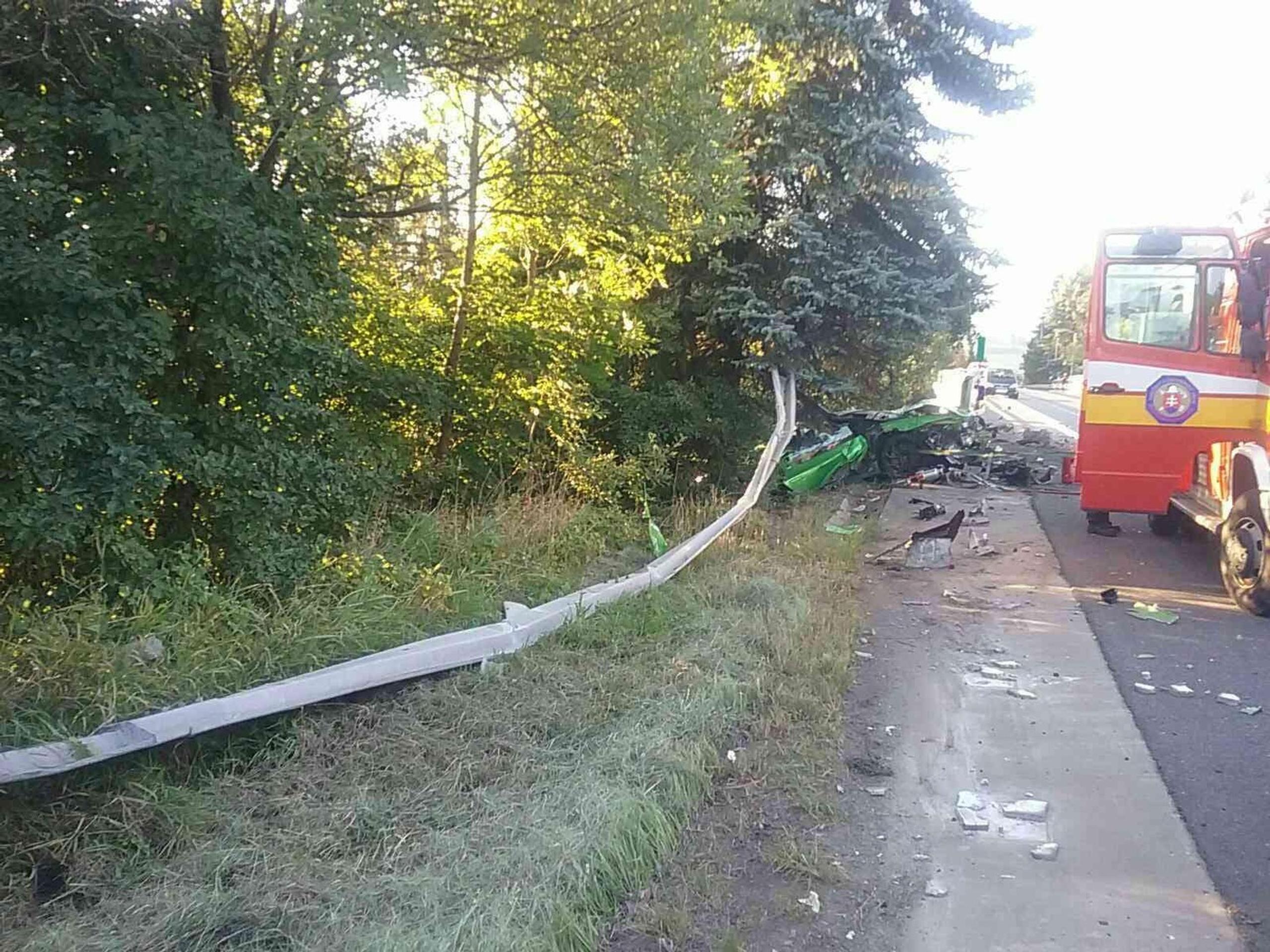 Nehoda Lamborghini v Dolnom Kubíne.