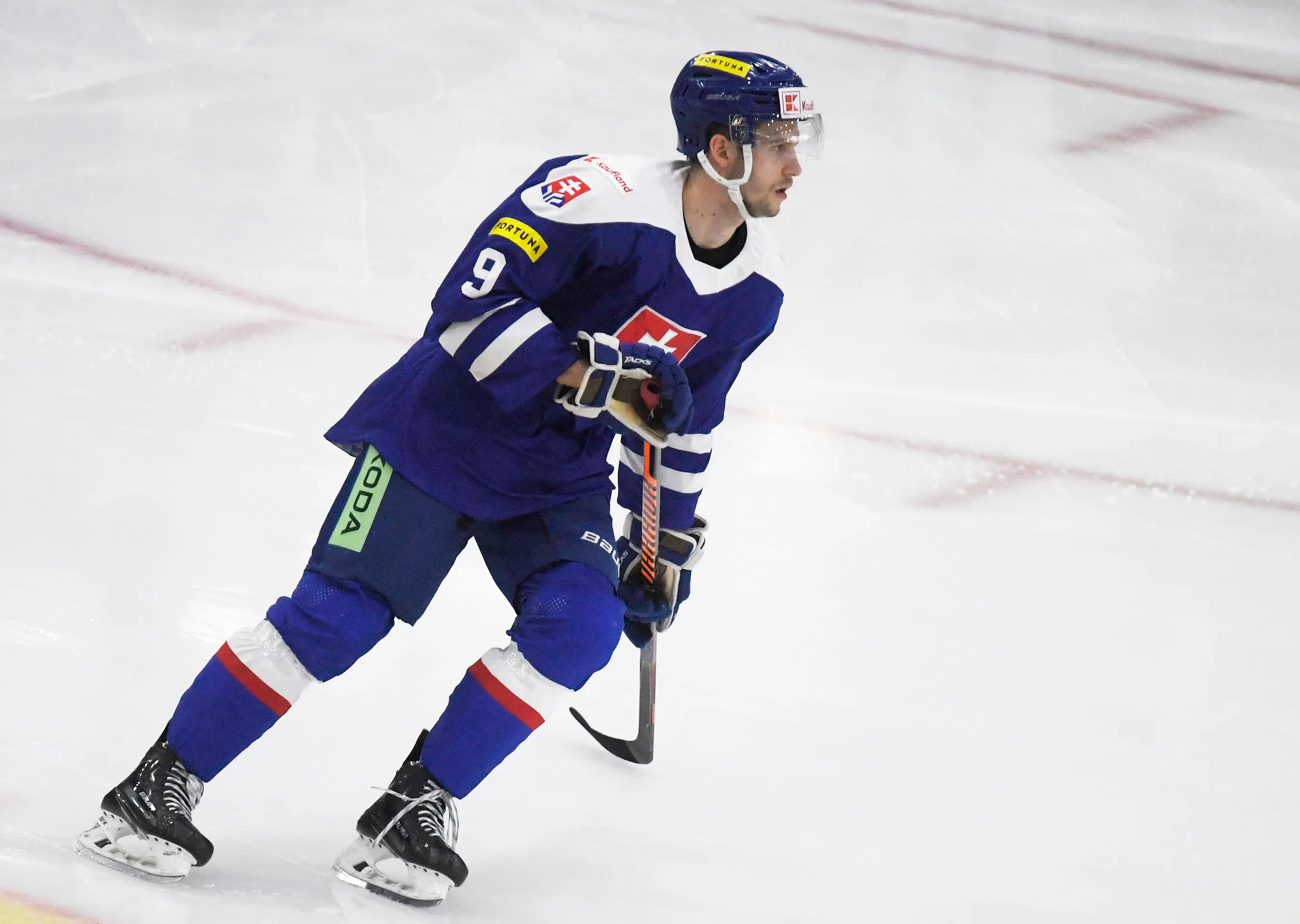Na snímke Rayen Petrovický, ktorý debutuje v slovenskej hokejovej reprezentácii.