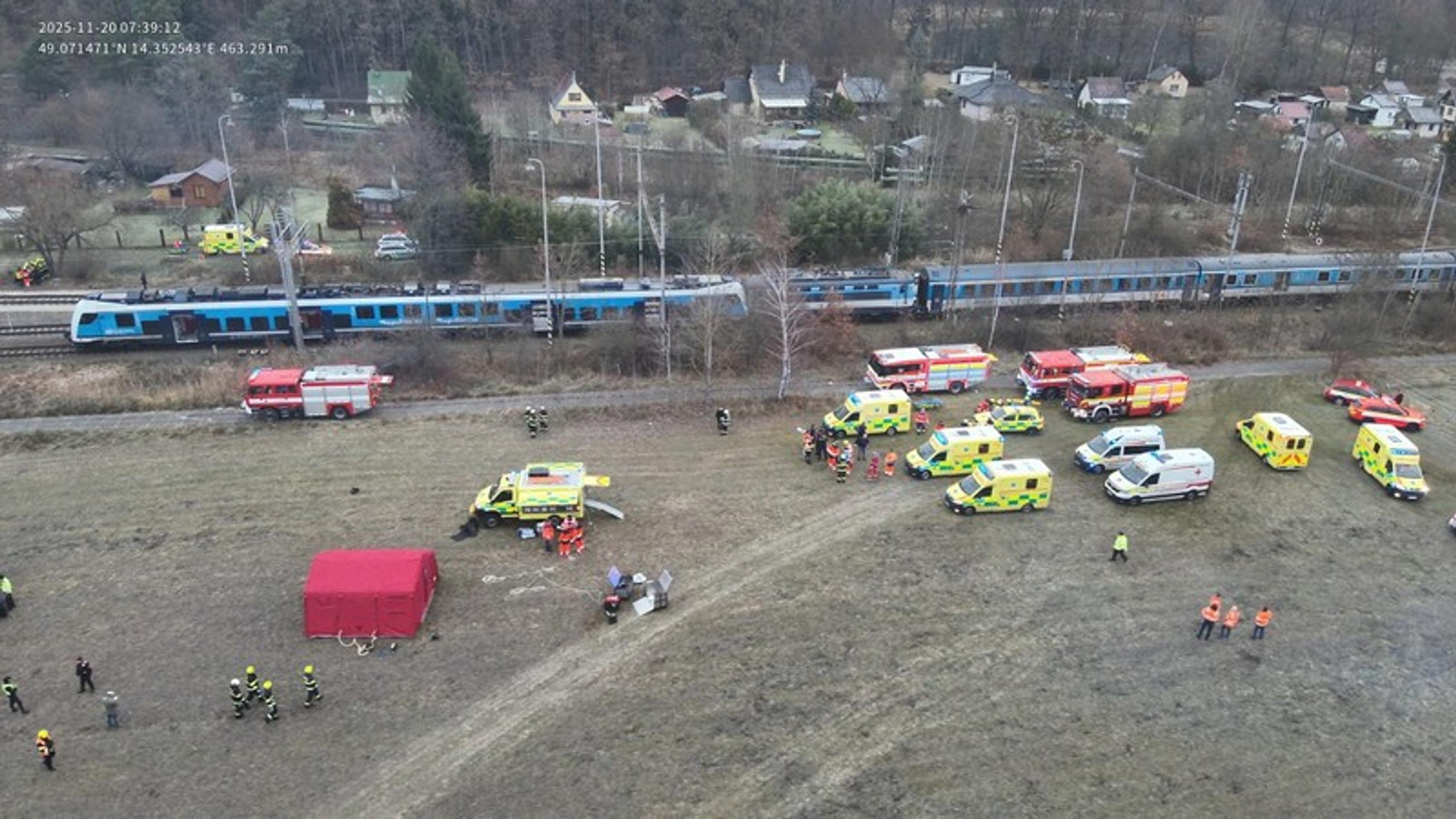 Zrážka vlakov na juhu Česka