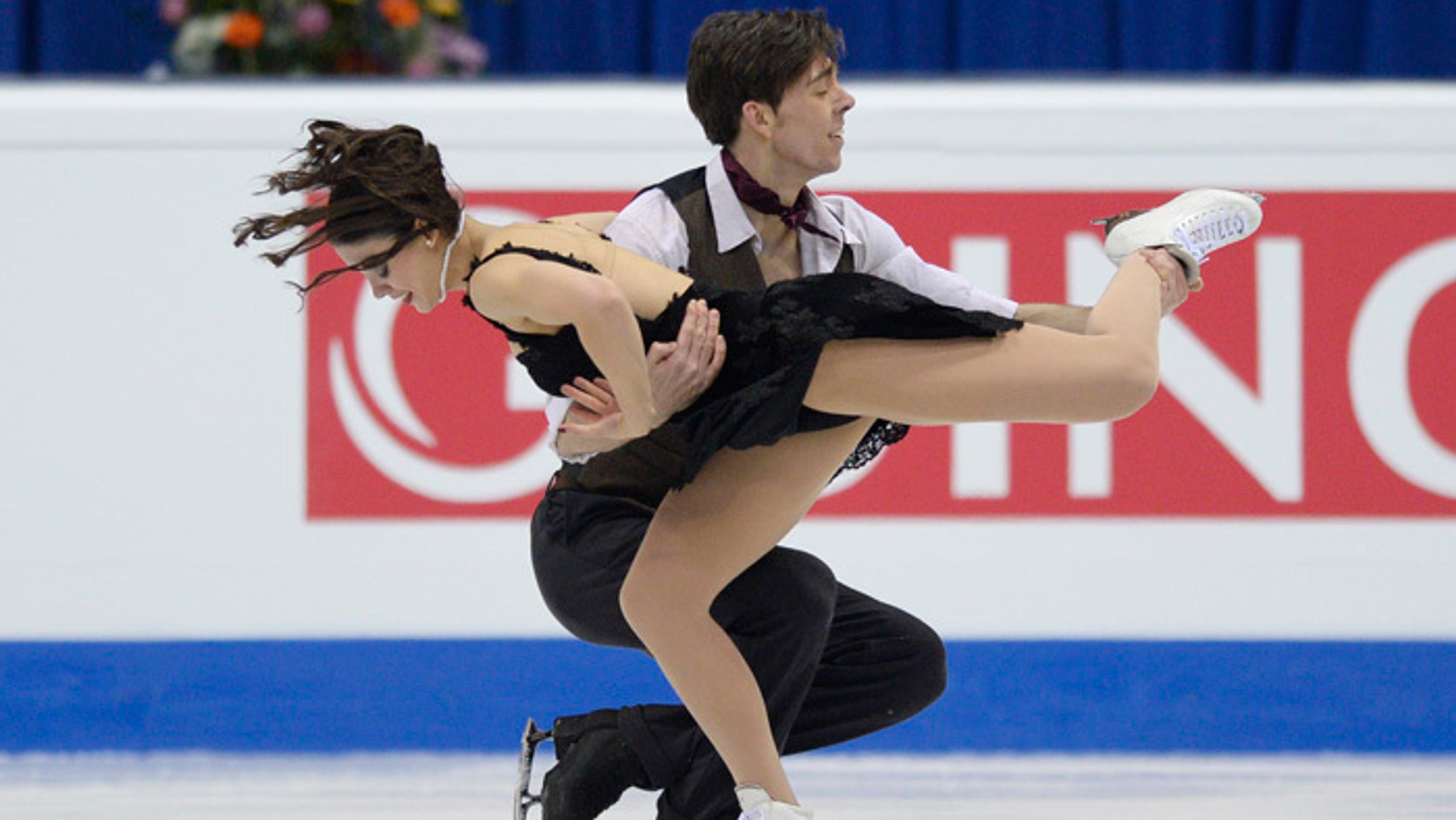 Slovenský pár Lukáš Csölley a Federica Testová počas voľnej jazdy súťaže tanečných párov na ME.
