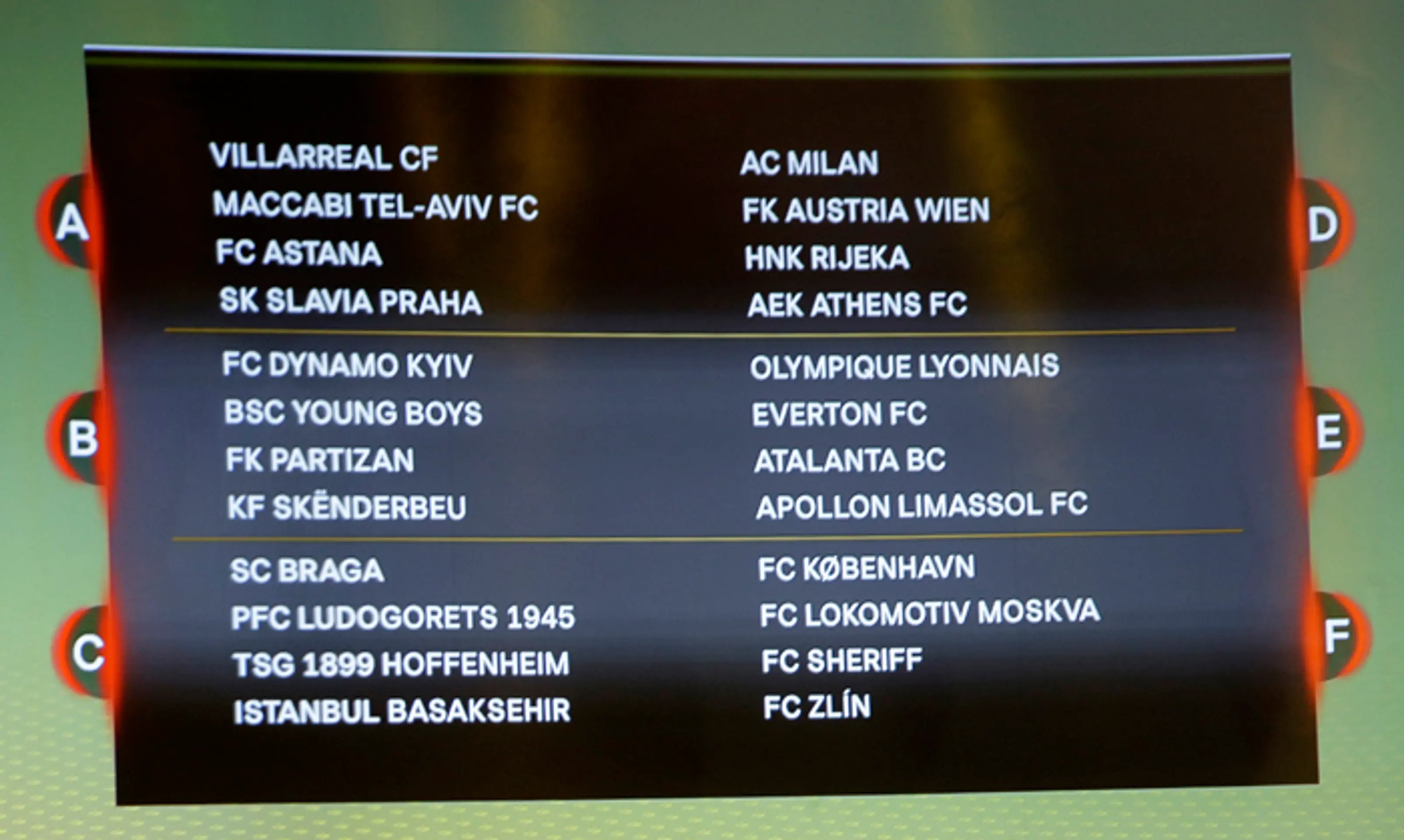 Žreb EL UEFA - skupiny A až F.
