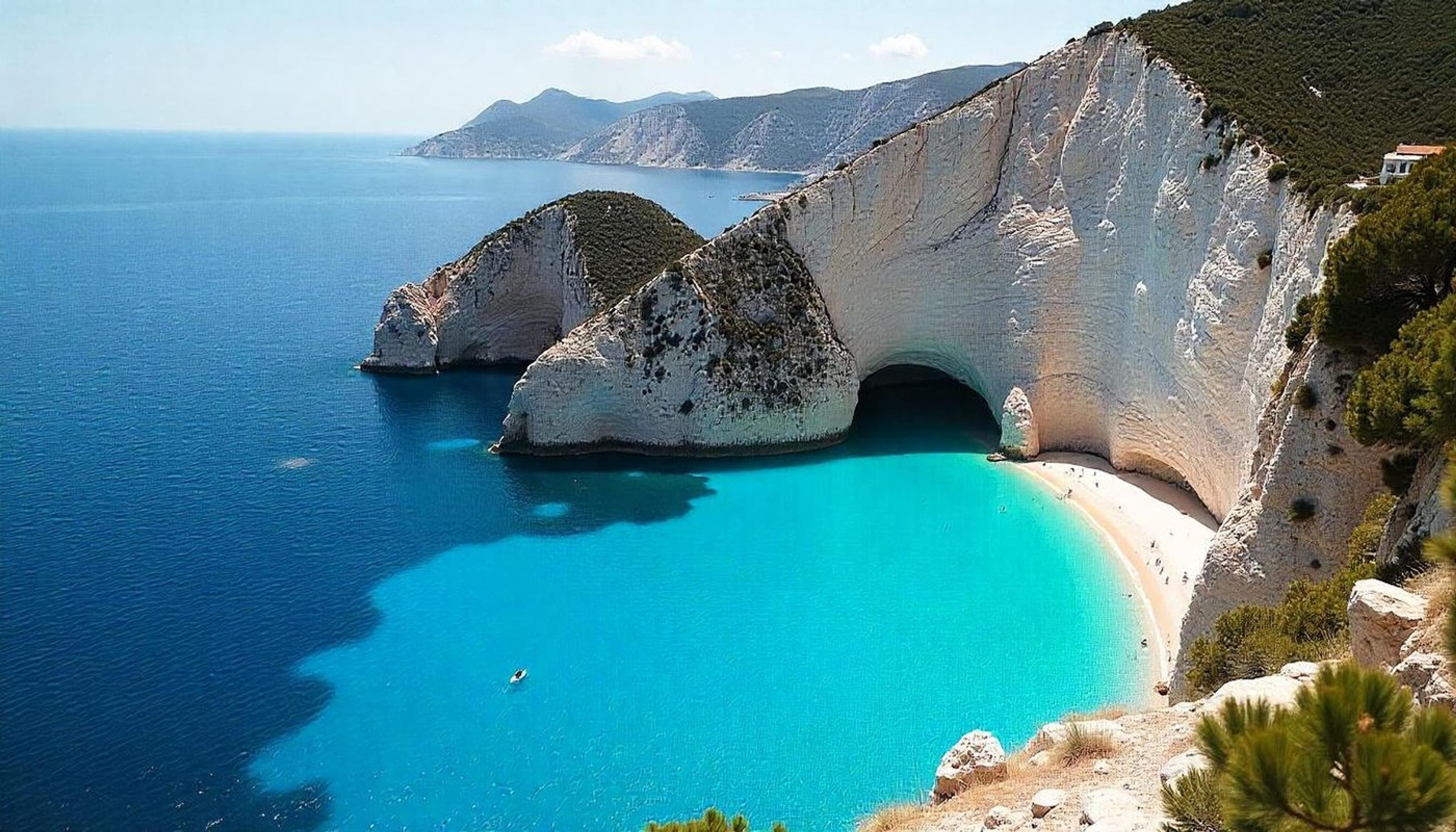 Pláž Navagio na ostrove Zakynthos.