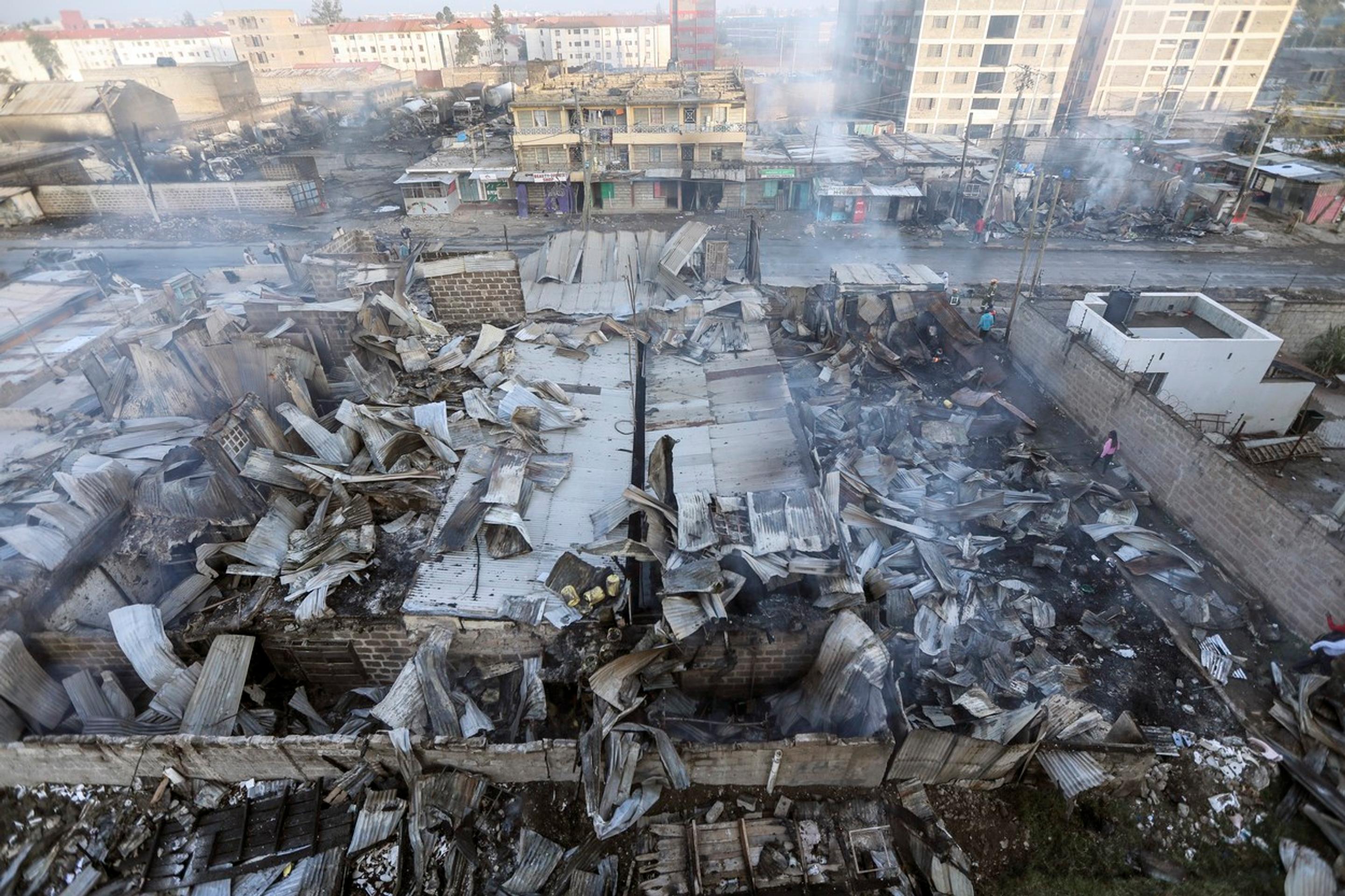 Škody po výbuchu plynu v Nairobi