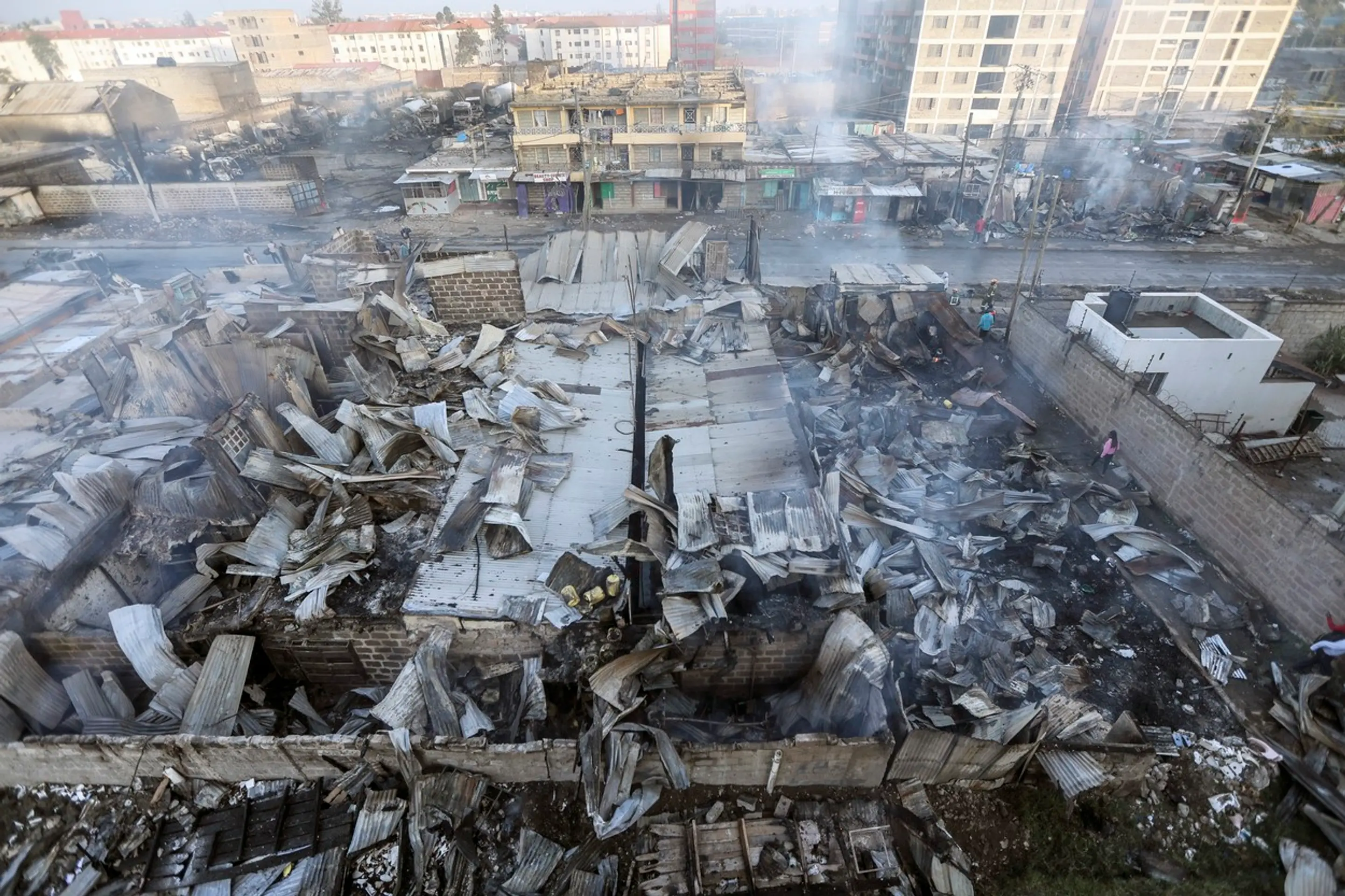 Škody po výbuchu plynu v Nairobi