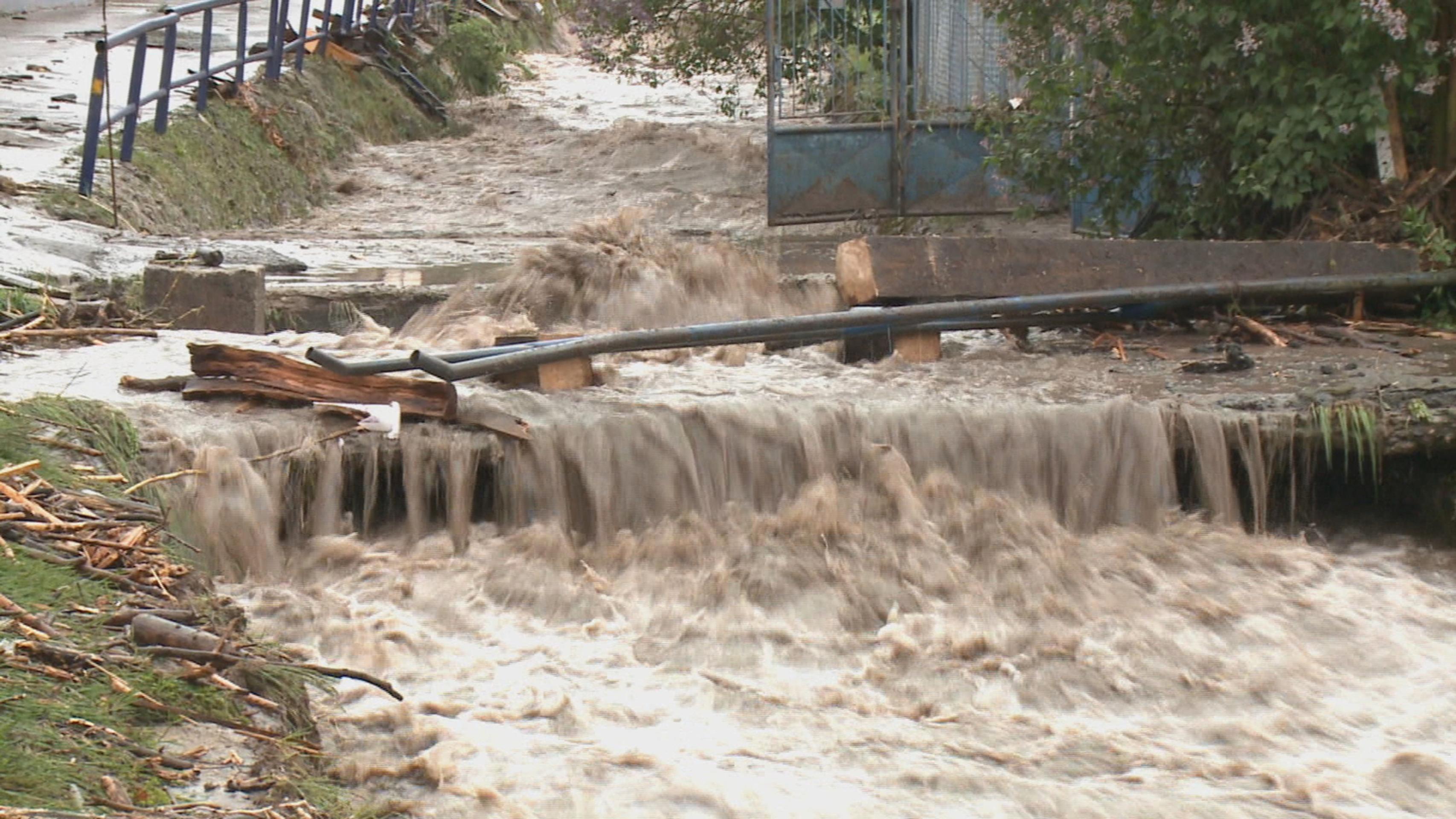 Povodeň v Rudne nad Hronom.