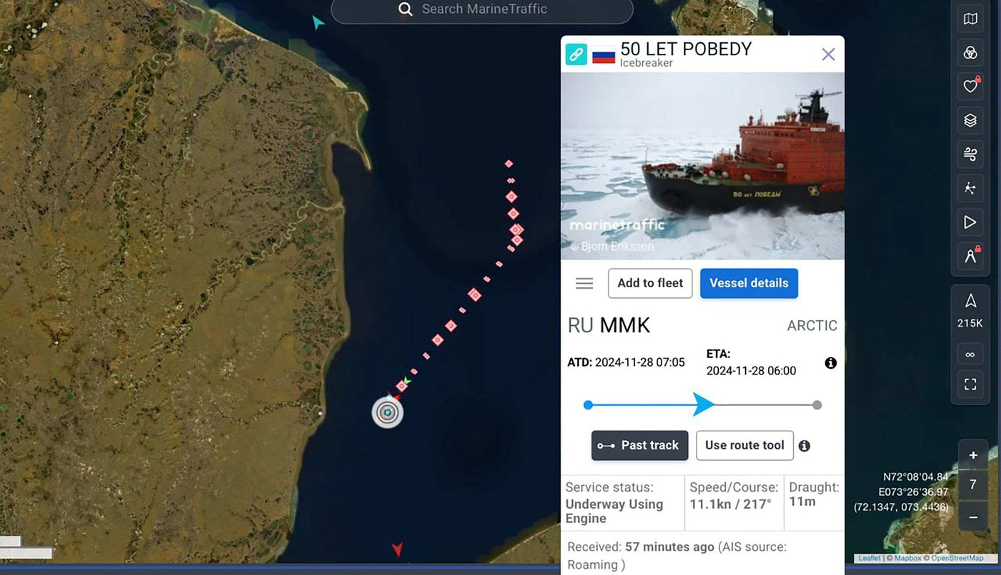 Ruský ľadoborec narazil v Karskom mori do nákladnej lode.