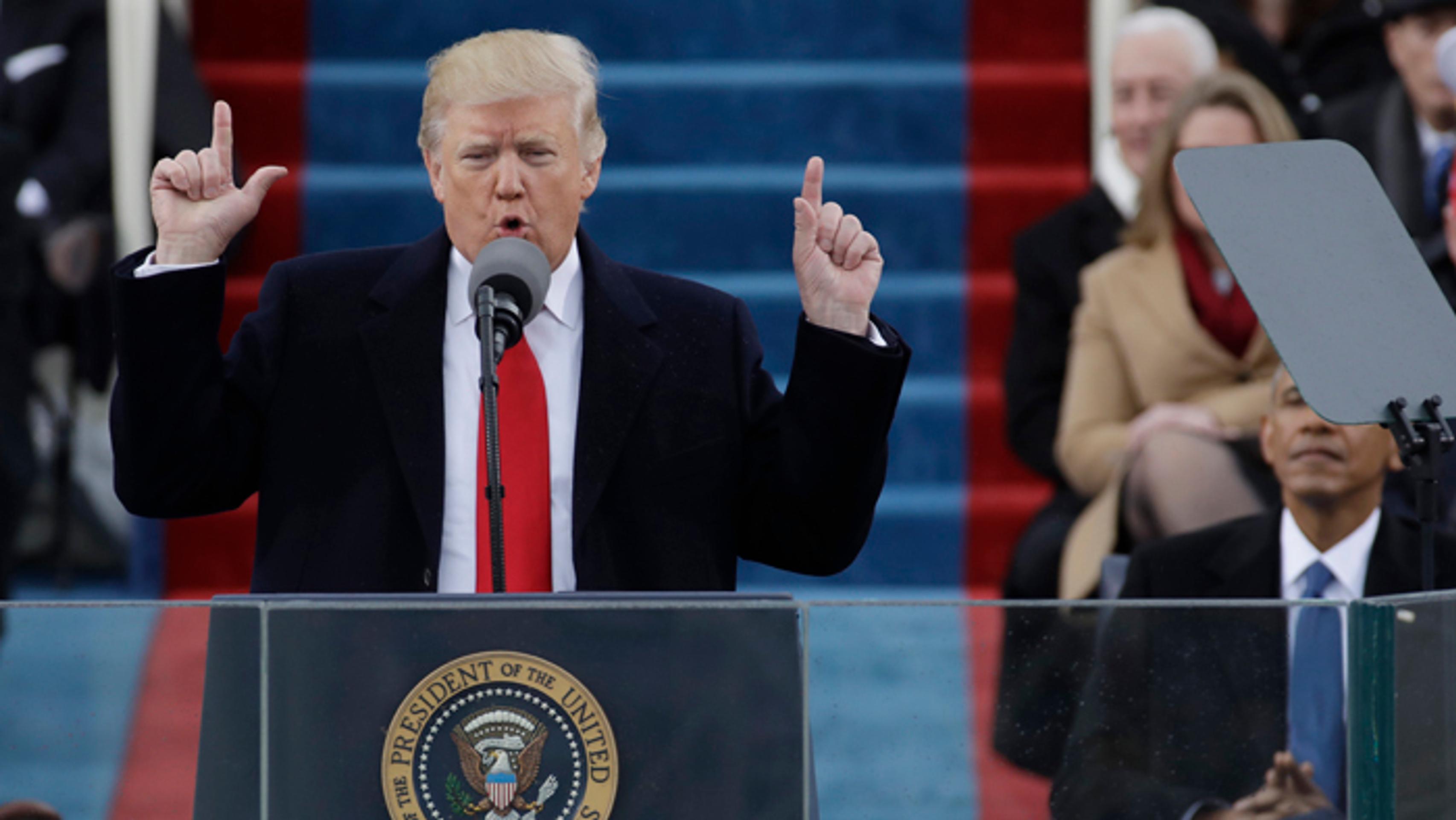Donald Trump počas prvého prezidentského prejavu.