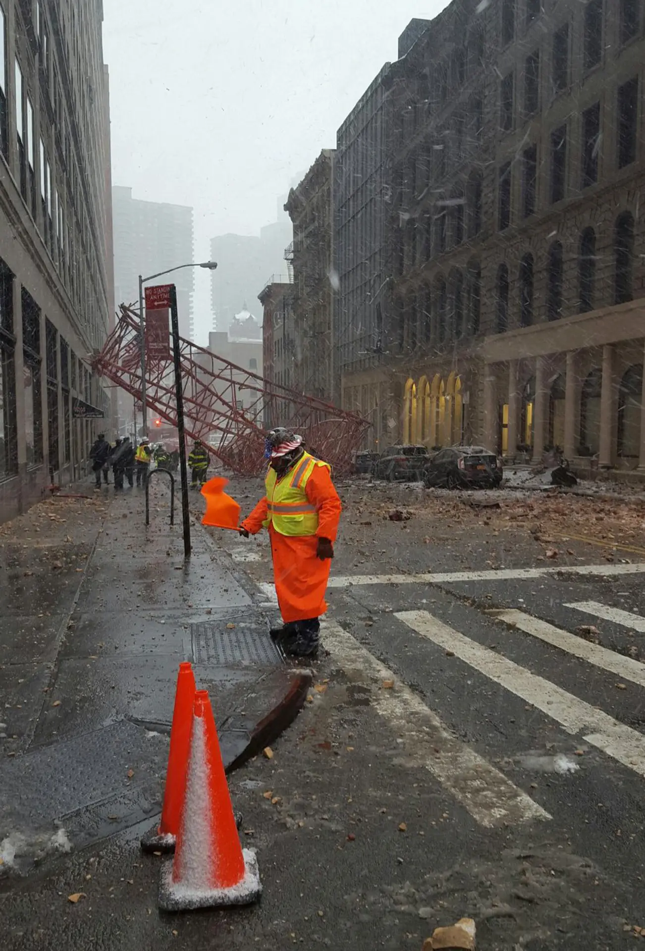 Pád žeriava v New Yorku