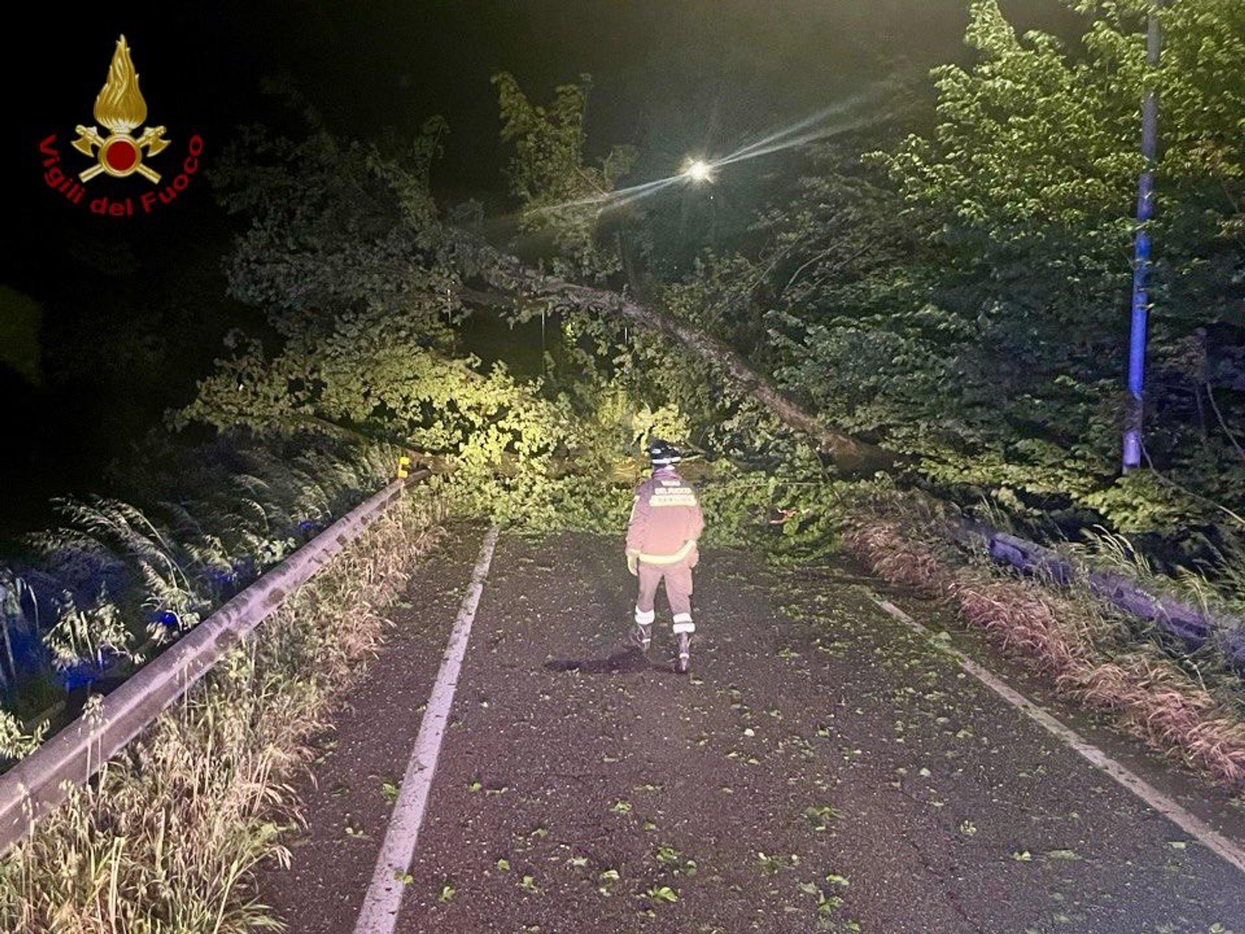 Cestu pri talianskom meste Maltempo zatarasili popadané stromy.