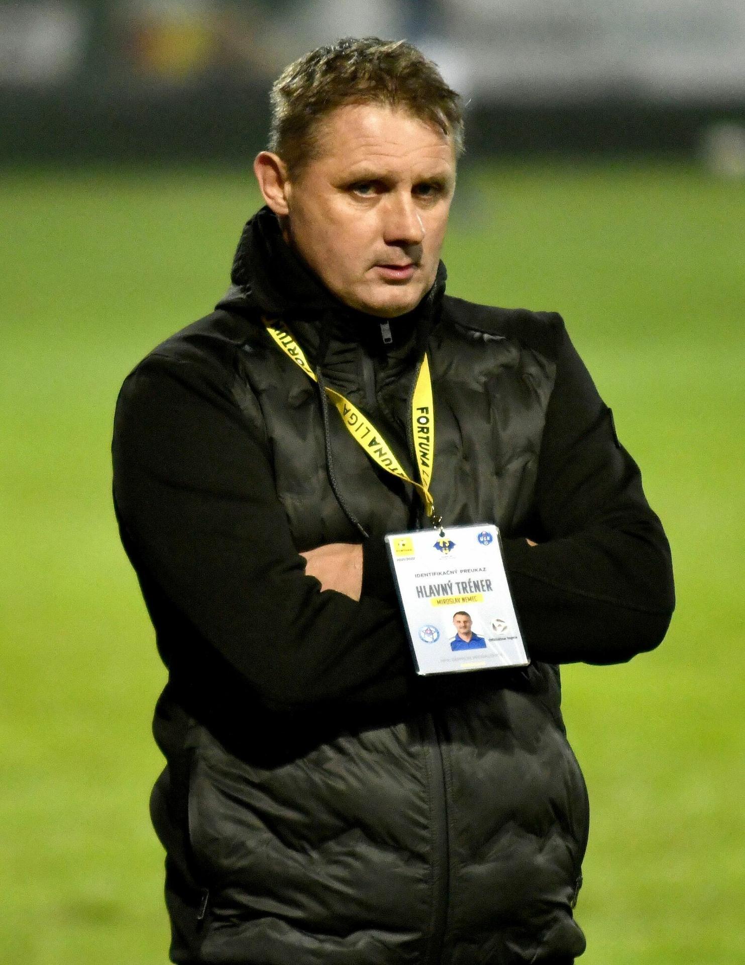 Tréner Zemplína Michalovce Miroslav Nemec v zápase 15. kola Fortuna ligy proti Slovanu.