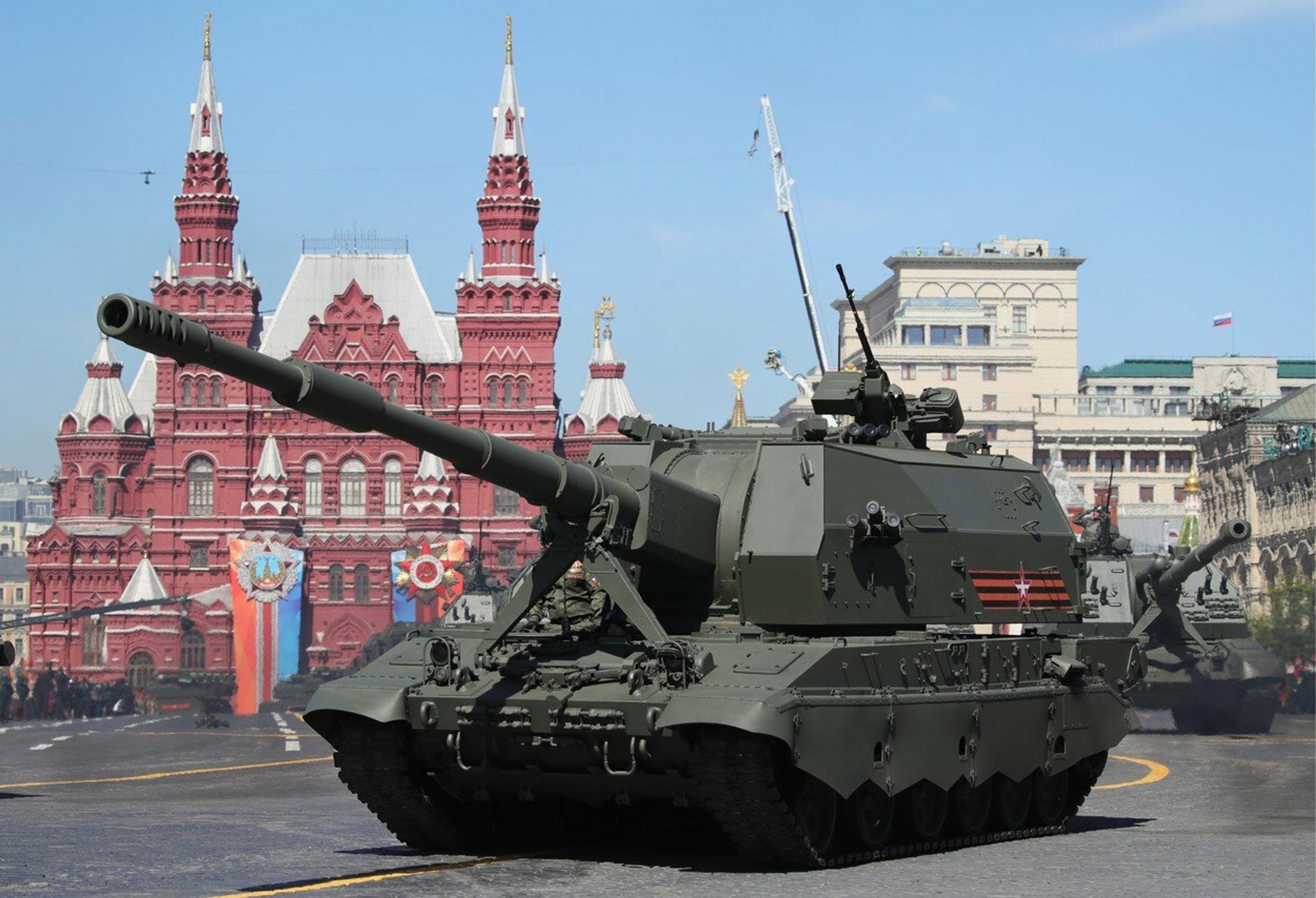 Vojenská prehliadka na Červenom námestí v Moskve. 