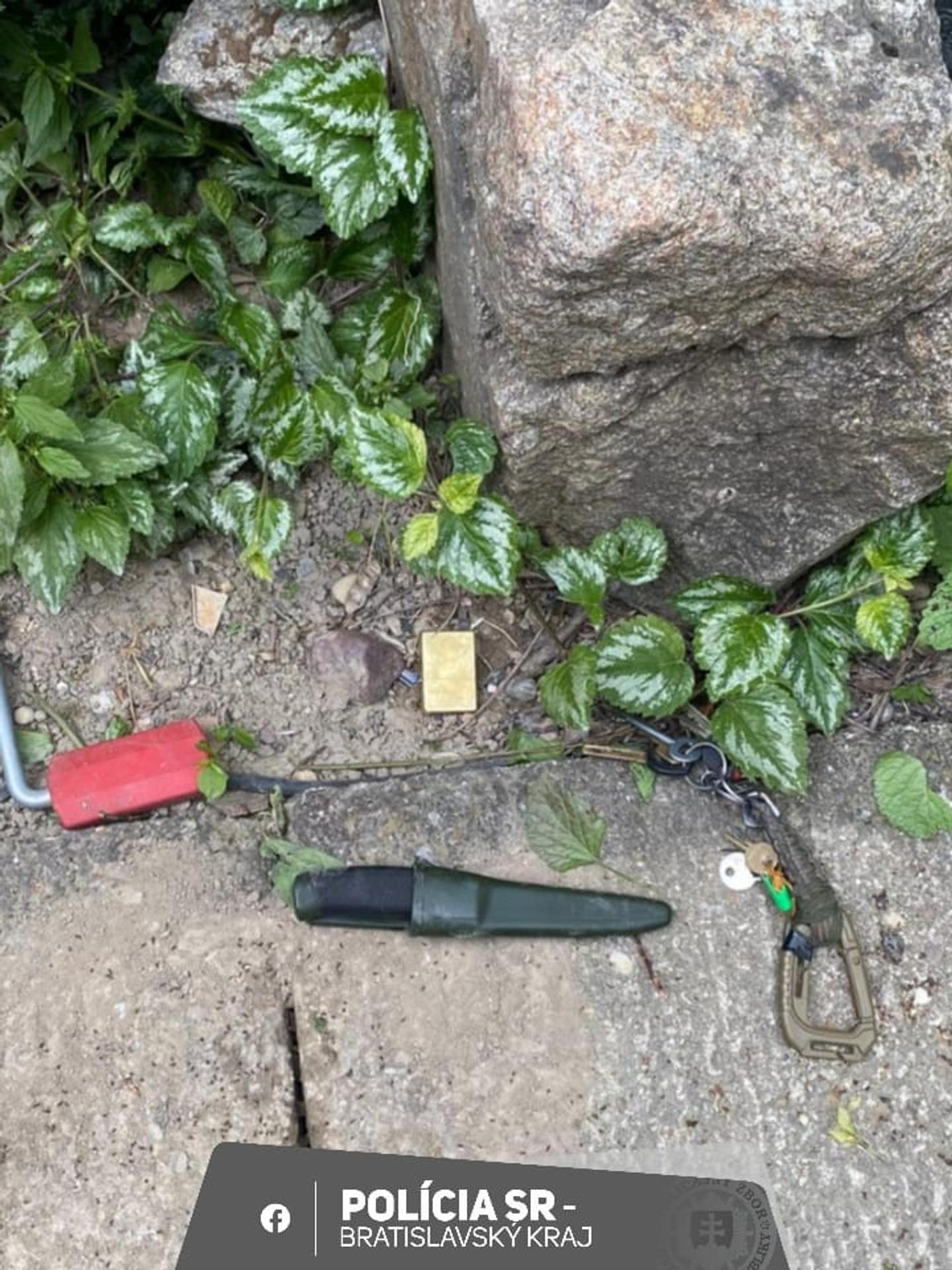 Predmet, ktorý zadržala polícia počas domovej prehliadky u muža, ktorý sa vyhrážal zamestnancovi univerzity v Bratislave.