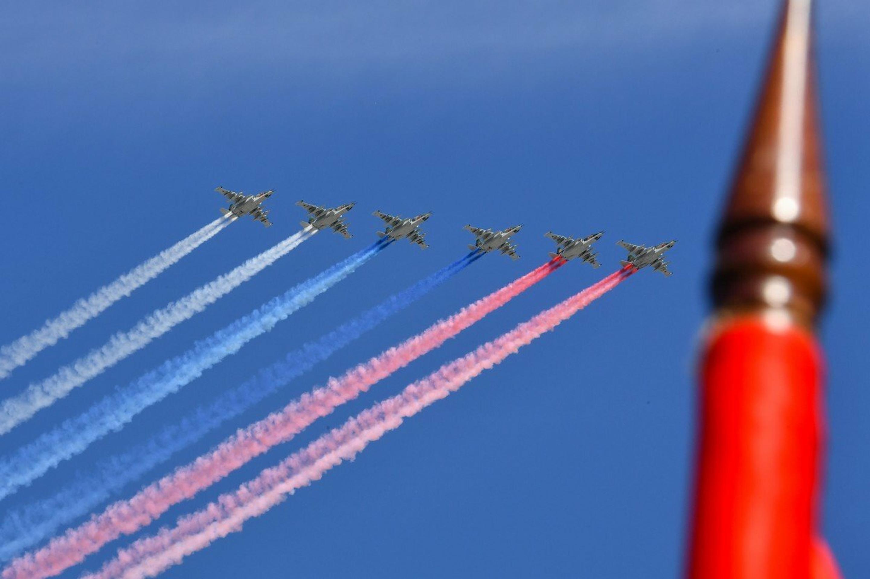 Vojenská prehliadka na Červenom námestí v Moskve. 