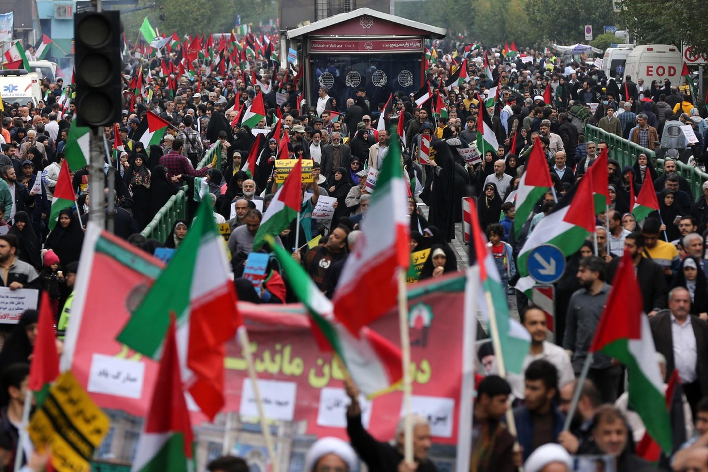 Demonštrácia na podporu Palestíny v Teheráne.