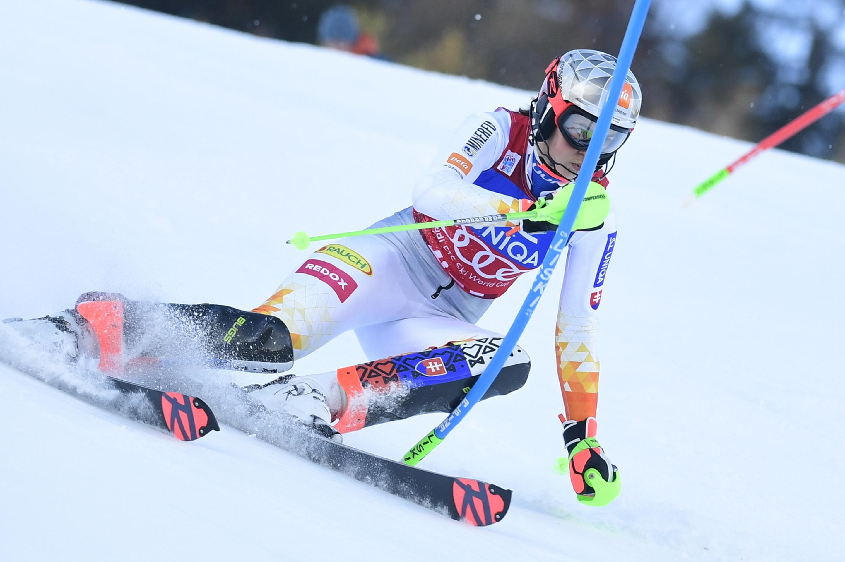 Petra Vlhová v prvom kole slalomu v Lienzi.