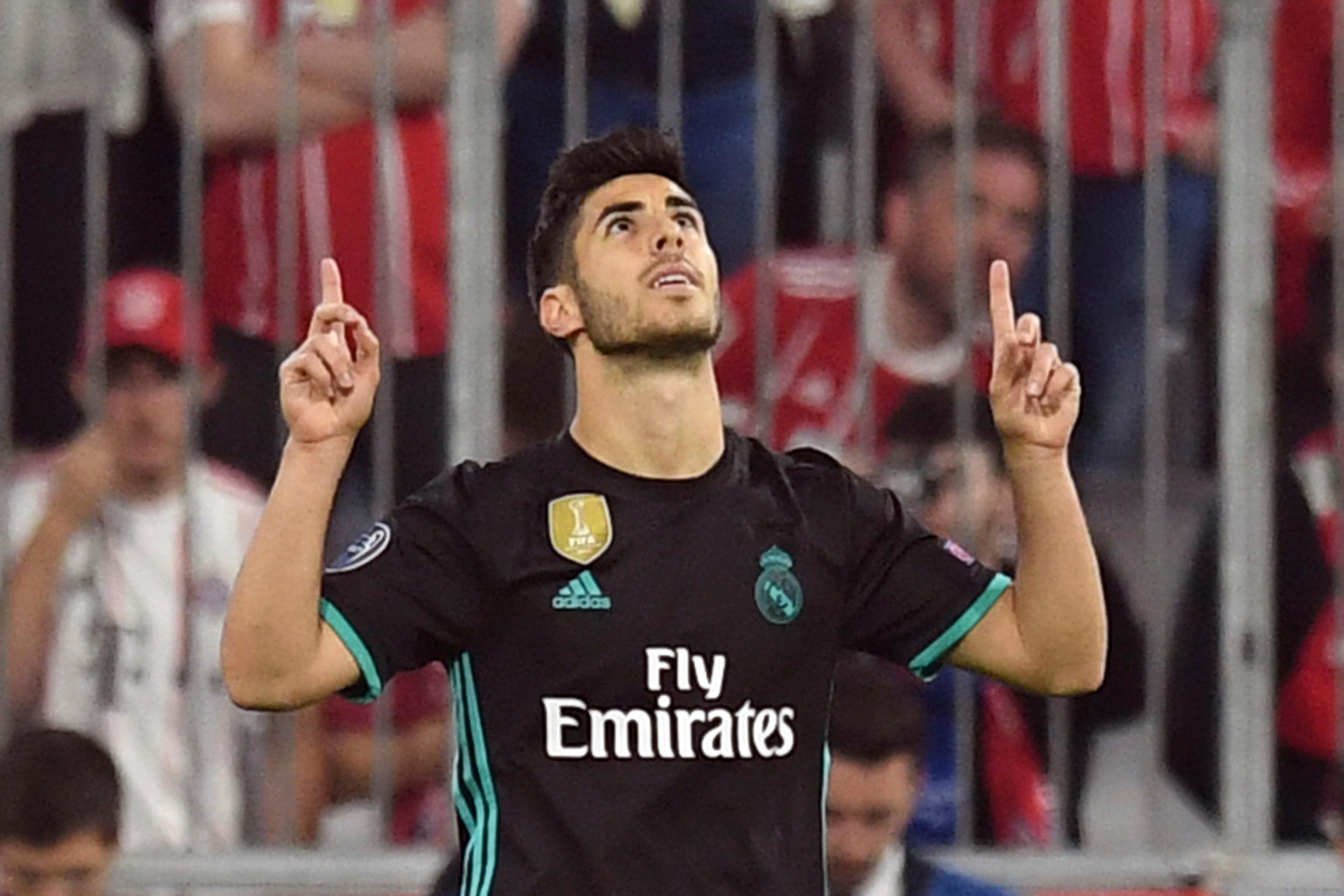 Marco Asensio z Realu jasá po góle v prvom semifinále LM na pôde Bayernu.