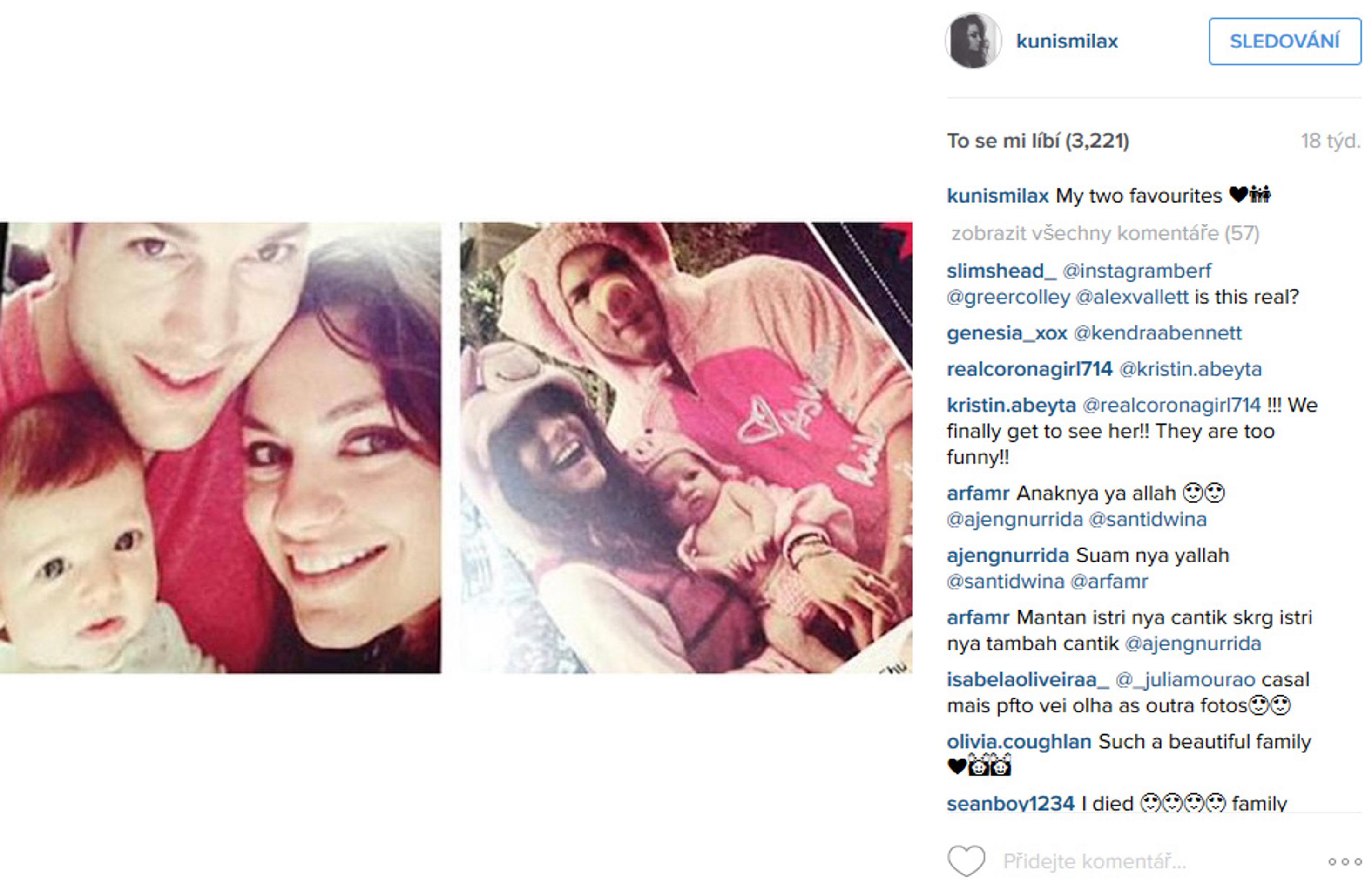 Mila Kunis a Ashton Kutcher s dcérkou.