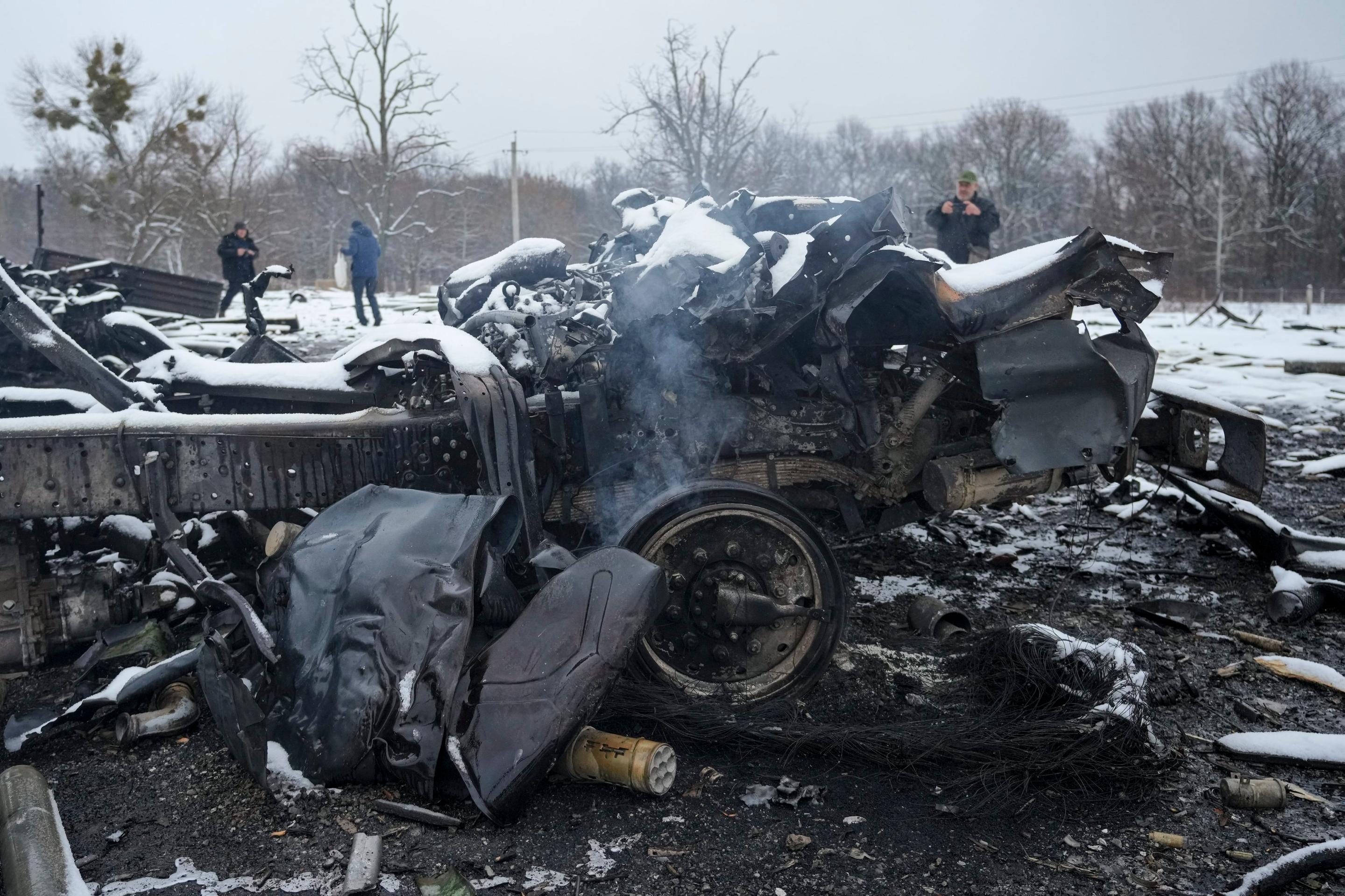Zničené ruské vozidlá v Charkove