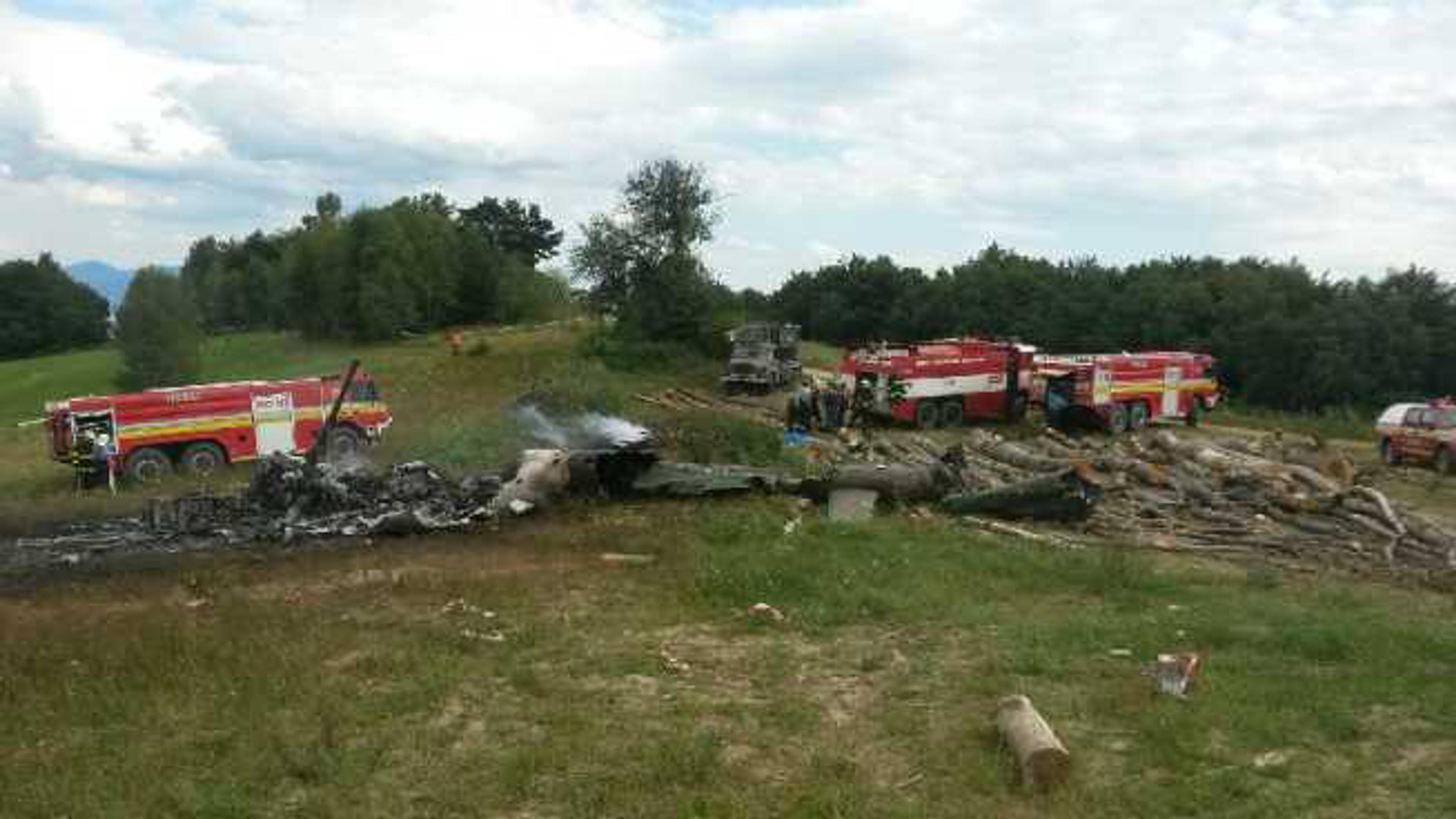 Nehoda vojenského vrtuľníka.