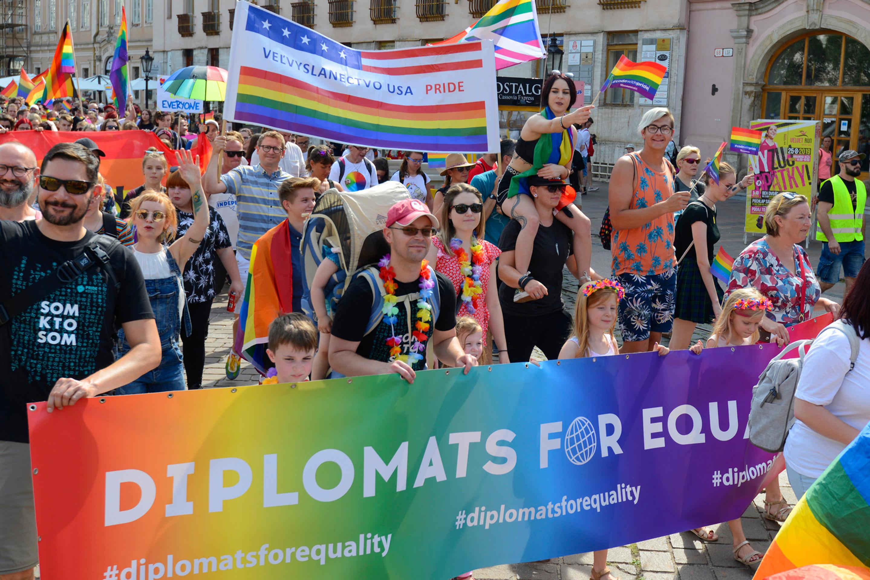 Na snímke účastníci pochodu PRIDE v Košiciach 24. augusta 2019.