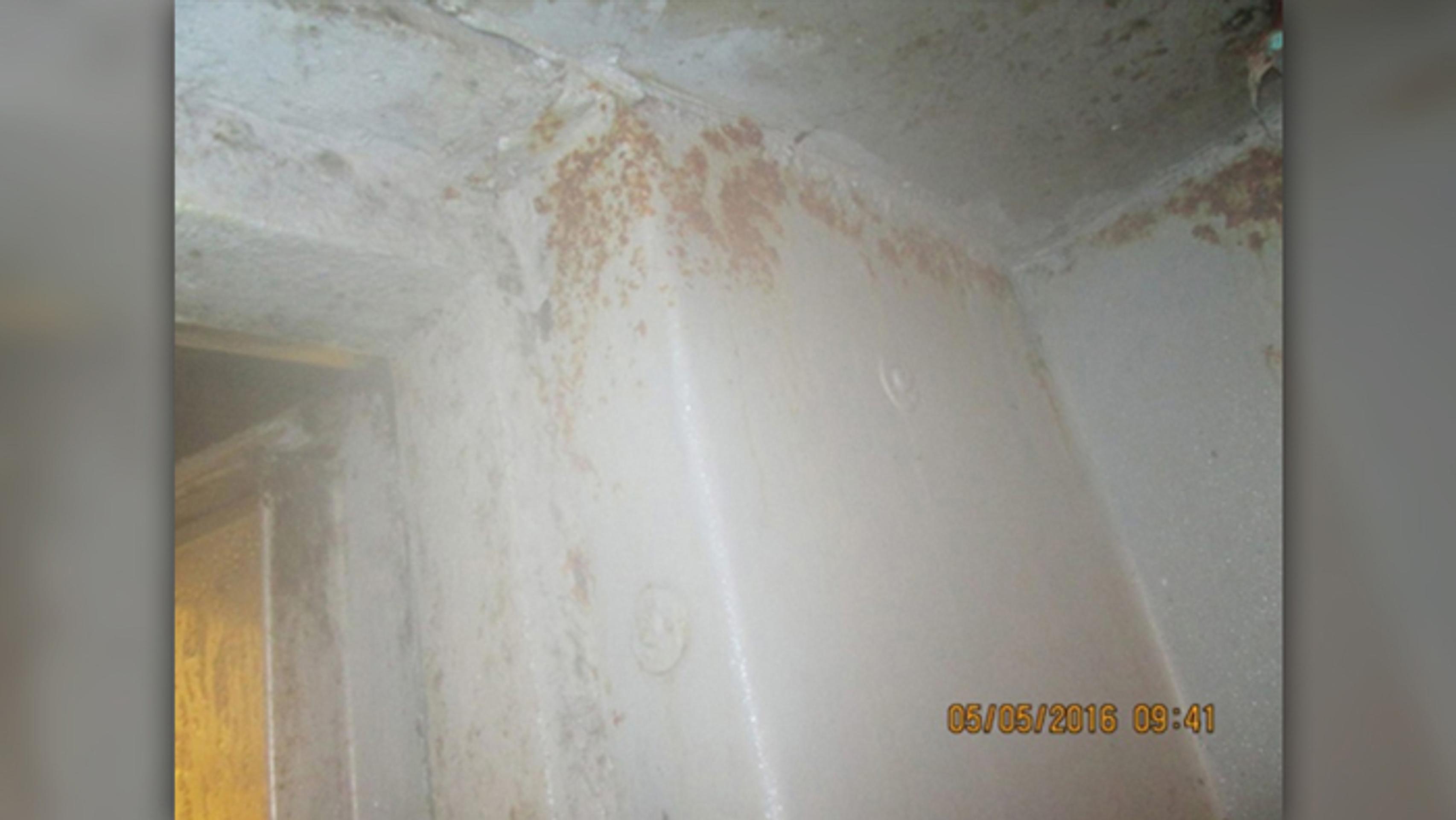 Pleseň na stenách v obchodnej prevádzke.