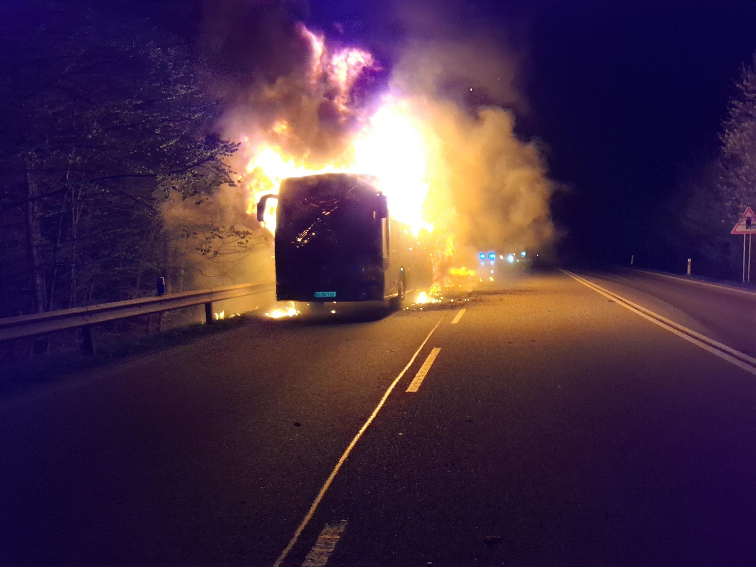 Požiar autobusu na Dargovskom kopci