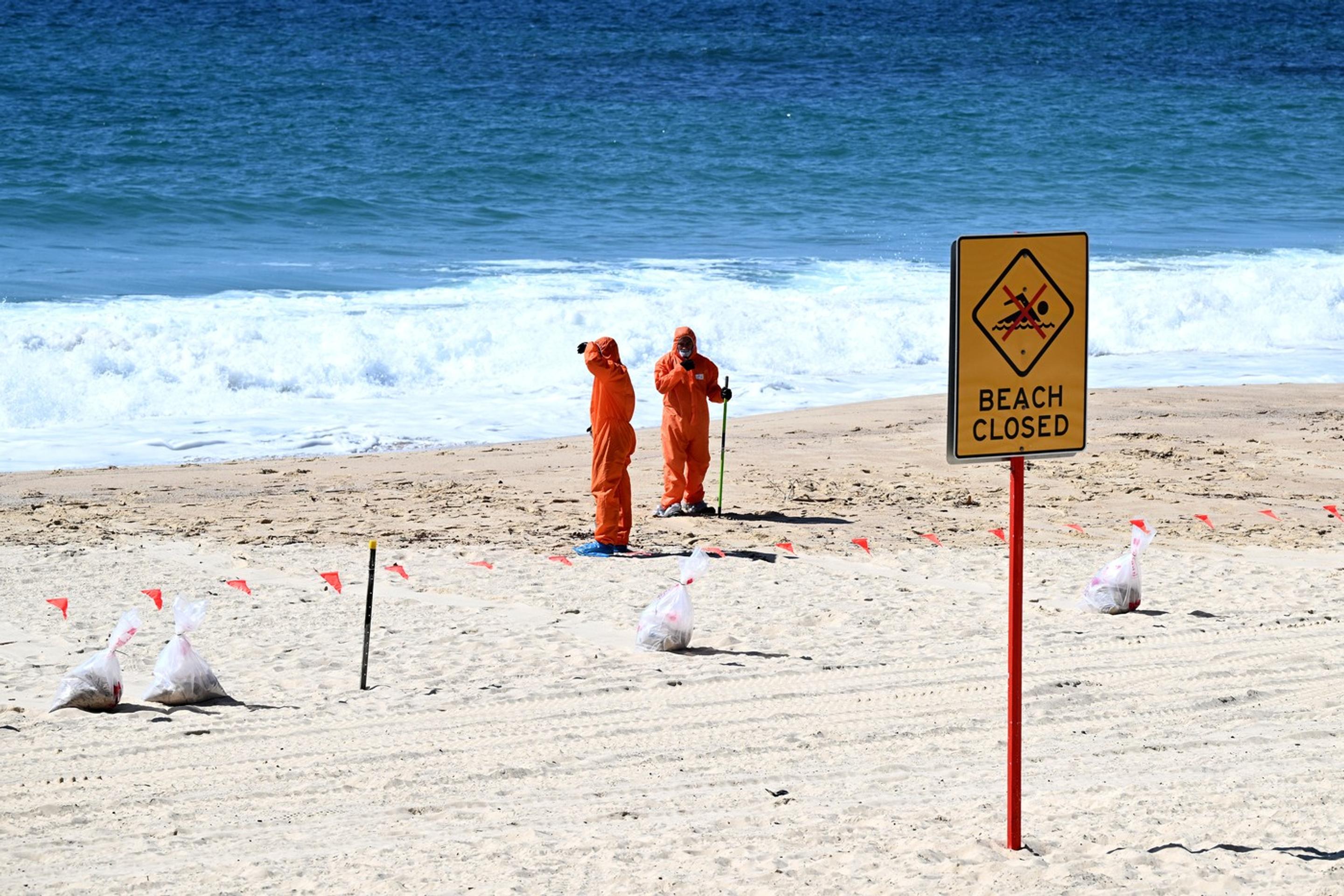 Záhadné čierne gule vyplavené na pláži v Sydney.