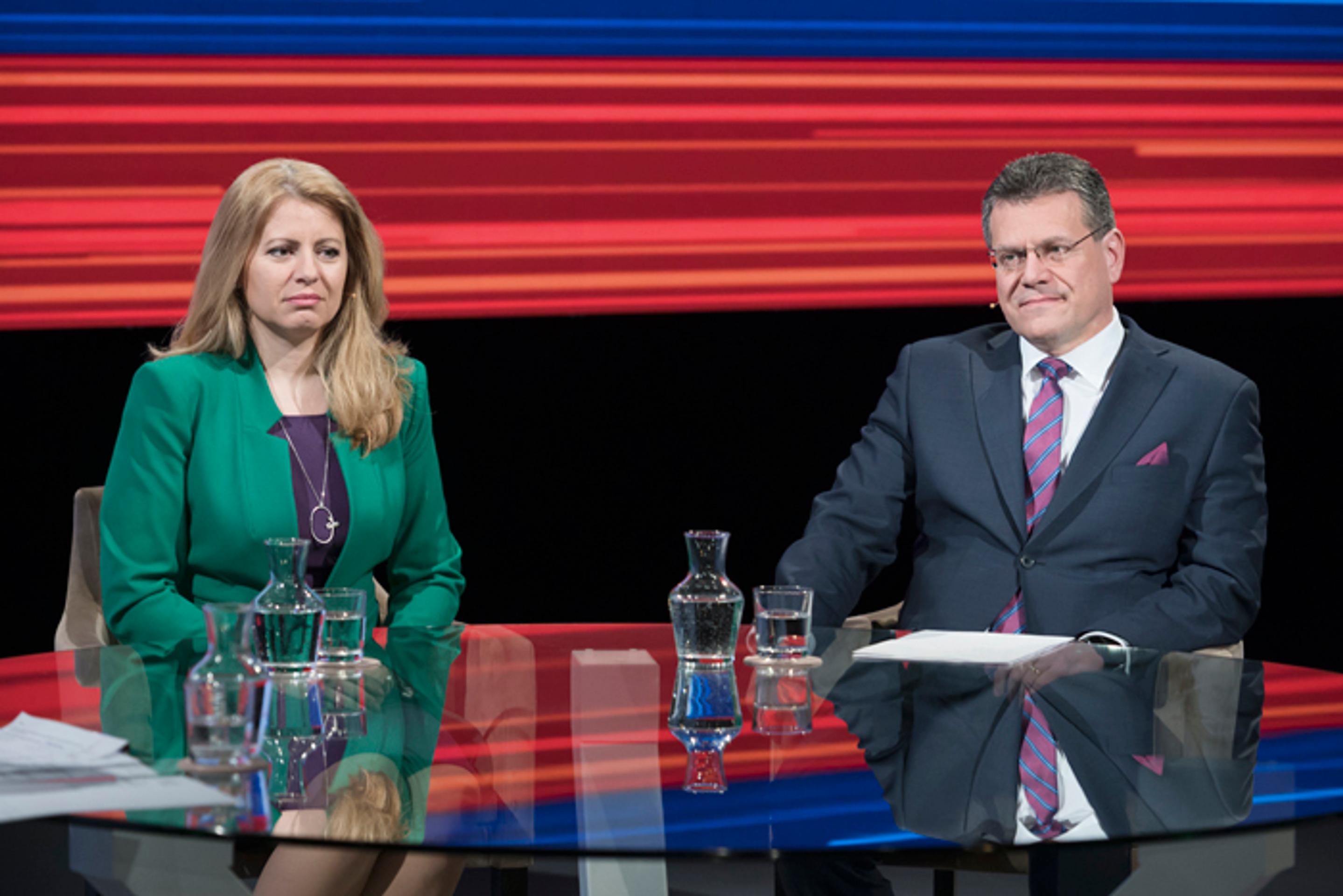 Zuzana Čaputová počas volebnej noci po 1. kole prezidentských volieb. (16. marca 2019)