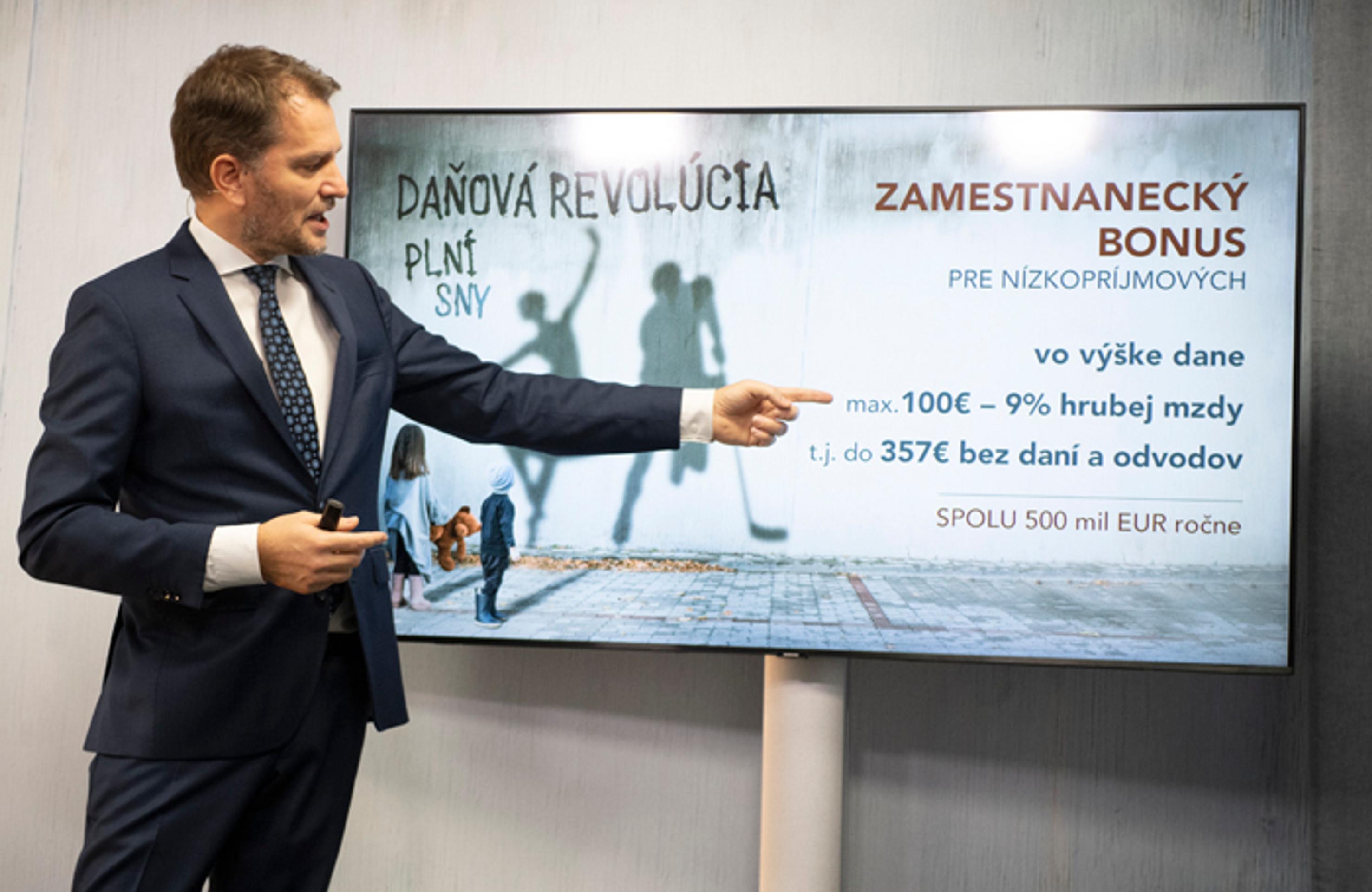 Minister financií Igor Matovič počas predstavovania zmien pre zdaňovanie práce.