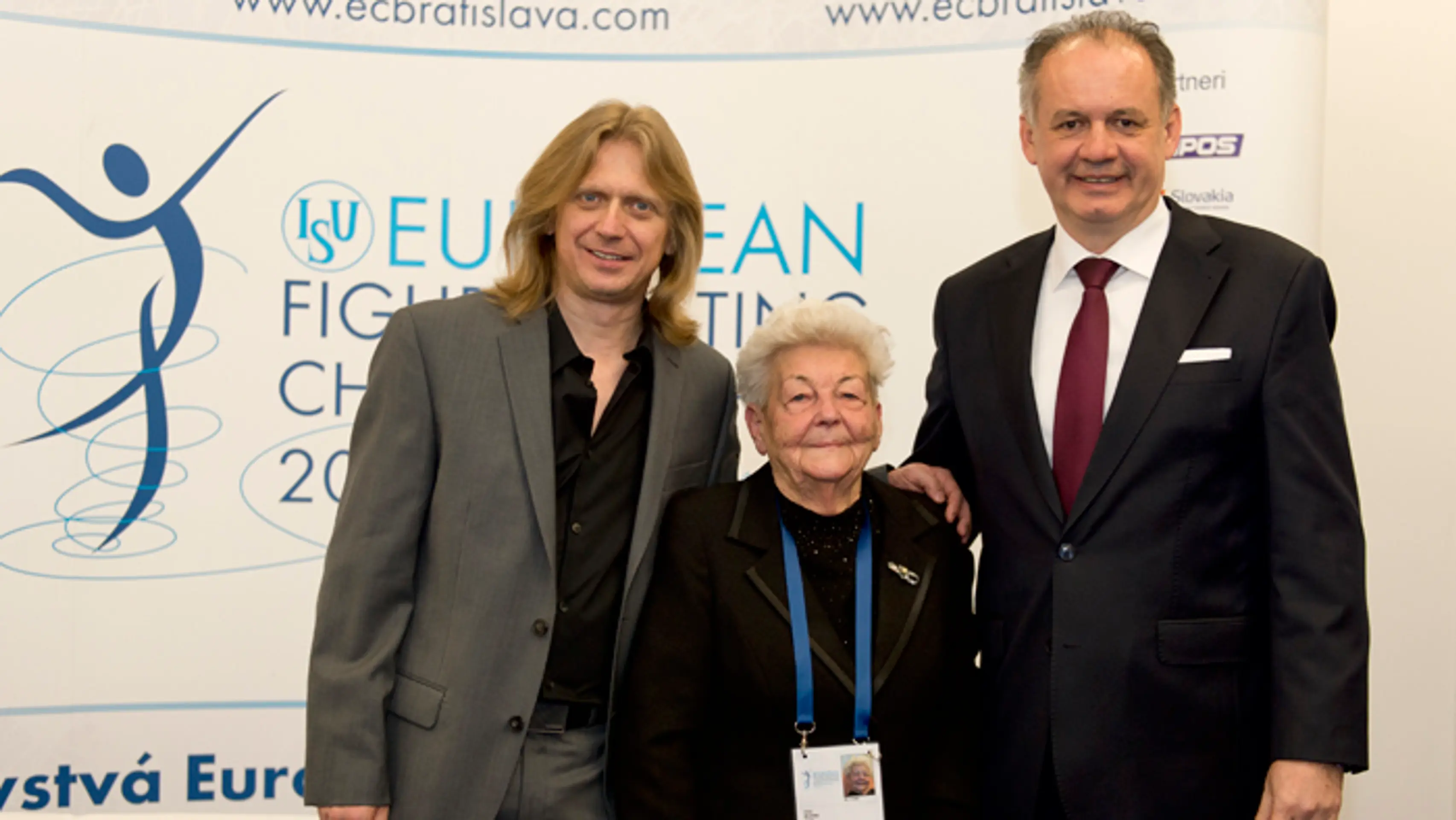 Prezident Andrej Kiska, legendárna trénerka Hilda Múdra a krasokorčuliarka legenda Jozef Sabovčík.
