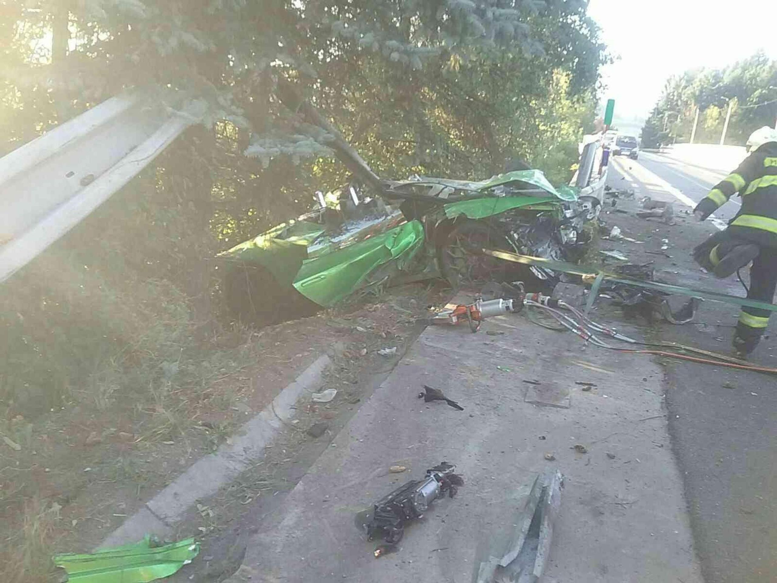 Nehoda Lamborghini v Dolnom Kubíne.