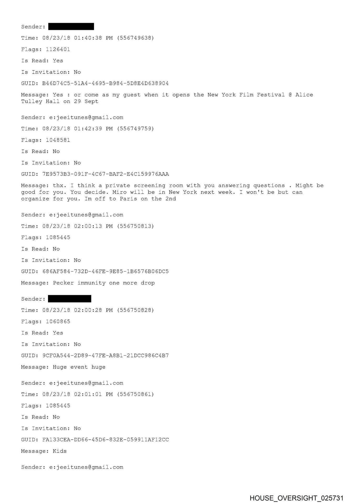 Konverzácia o tom, že Miro príde do New Yorku o týždeň.