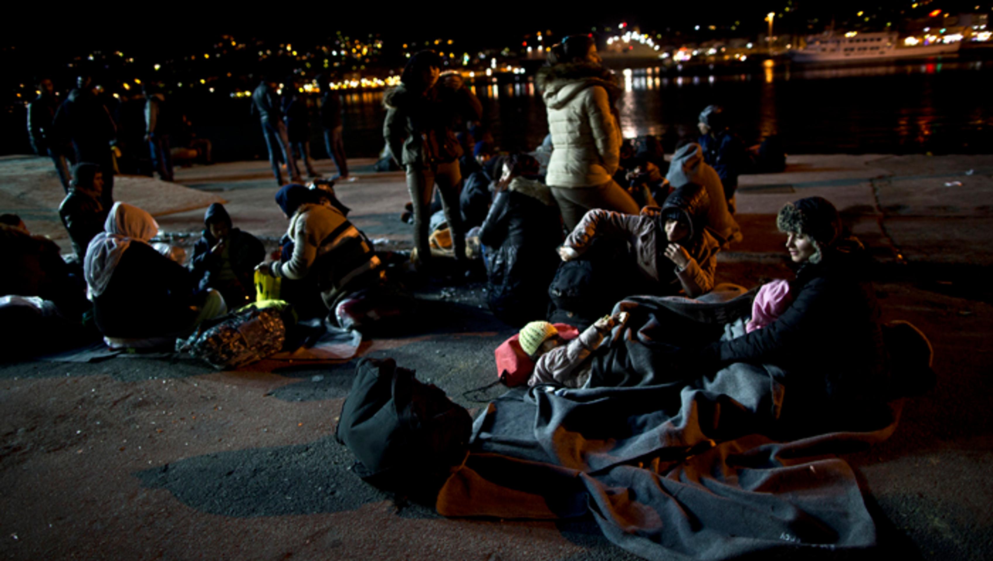 Migranti na gréckom ostrove Lesbos.