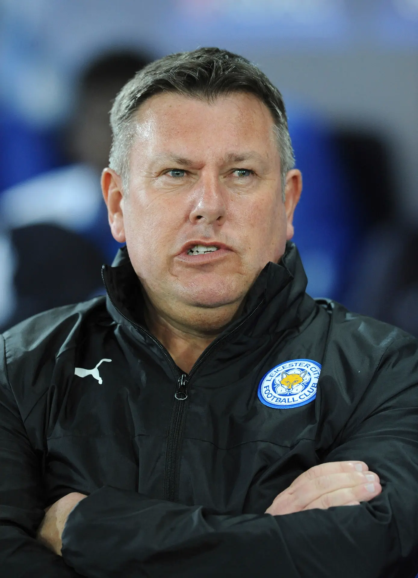 Tréner Leicestru Craig Shakespeare počas odvety osemfinále LM proti Seville.