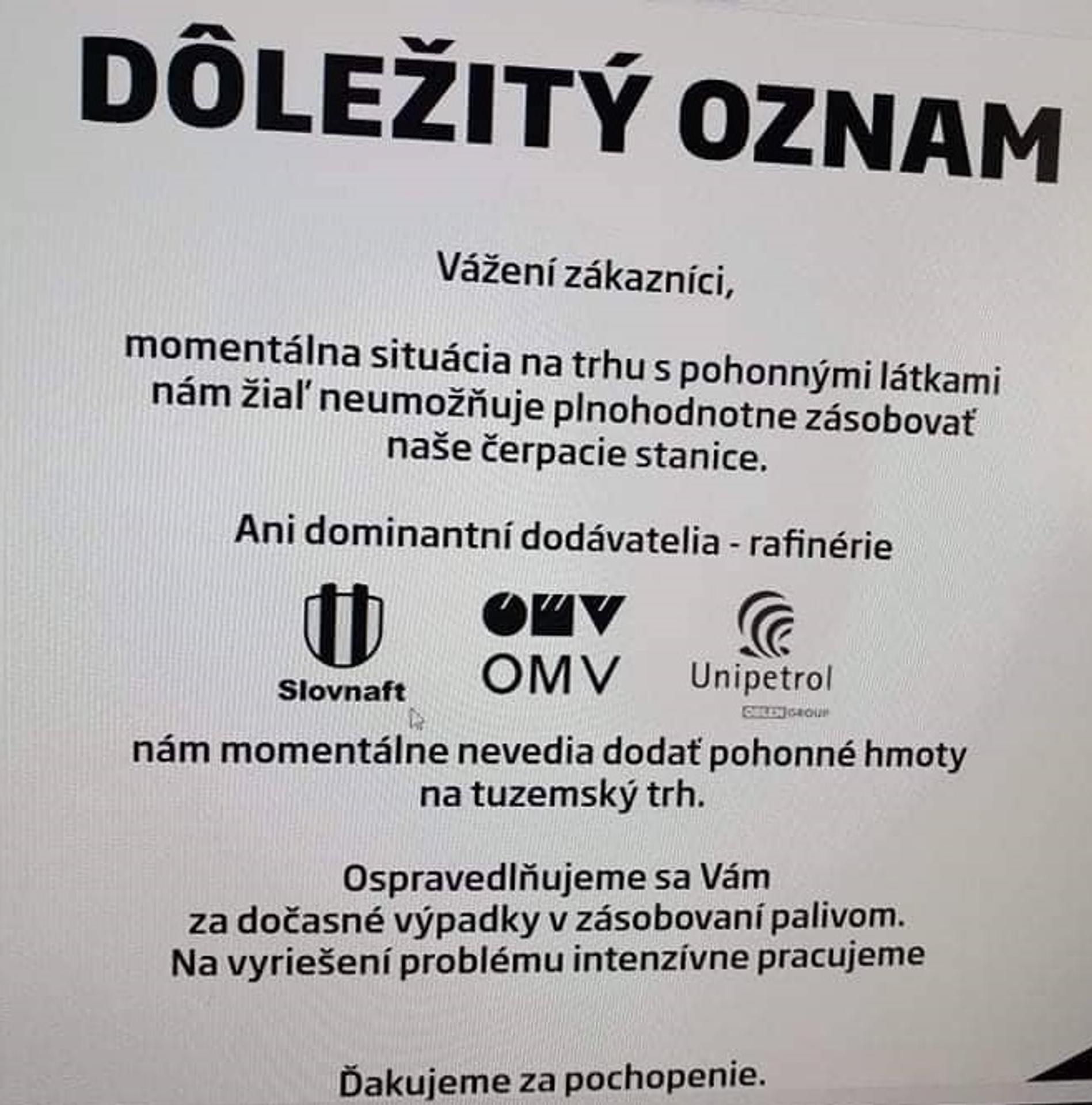Motoristi sa môžu stretnúť aj s takýmto oznamom 