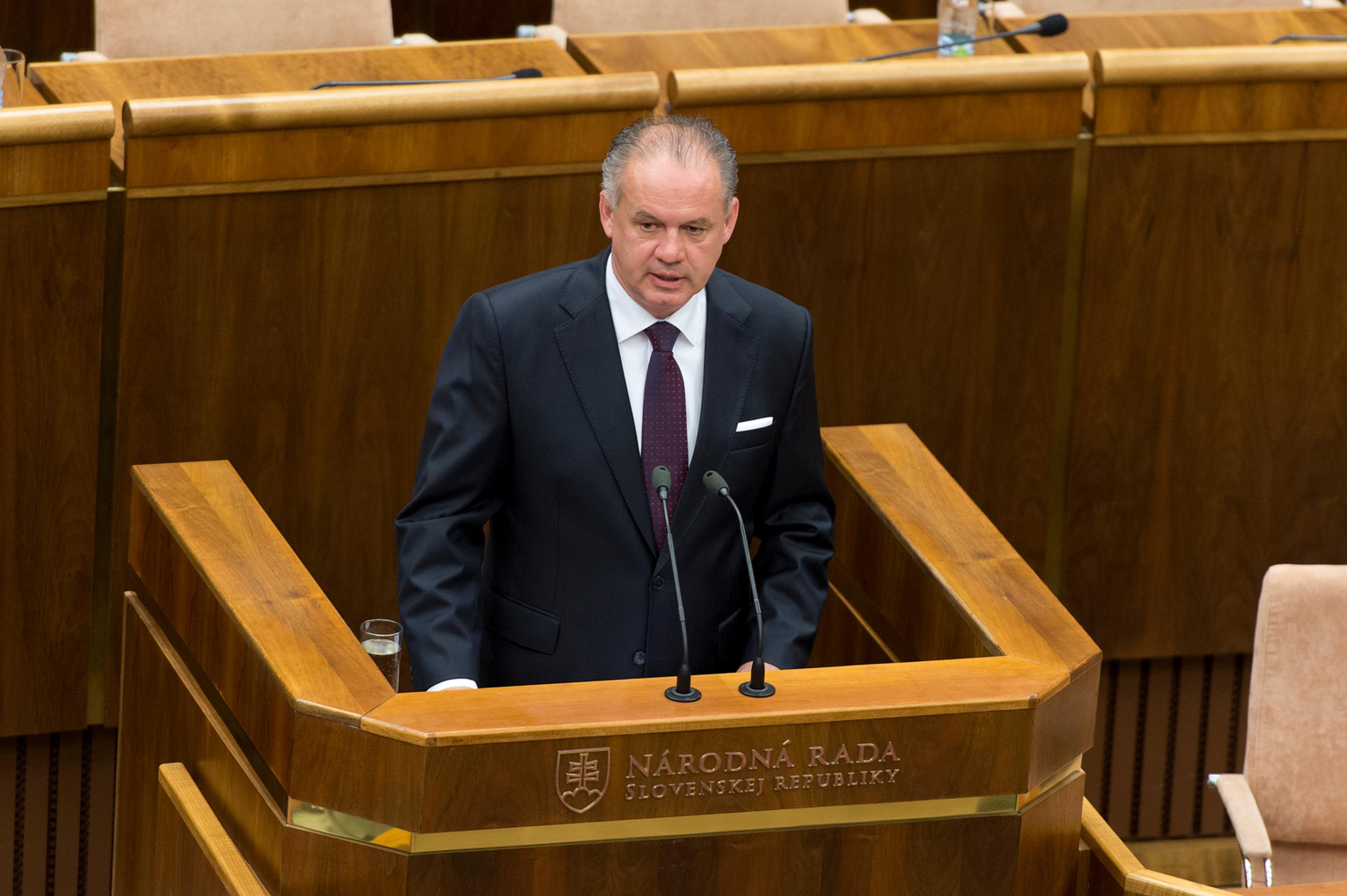 Na snímke prezident SR Andrej Kiska prednáša Správu o stave republiky