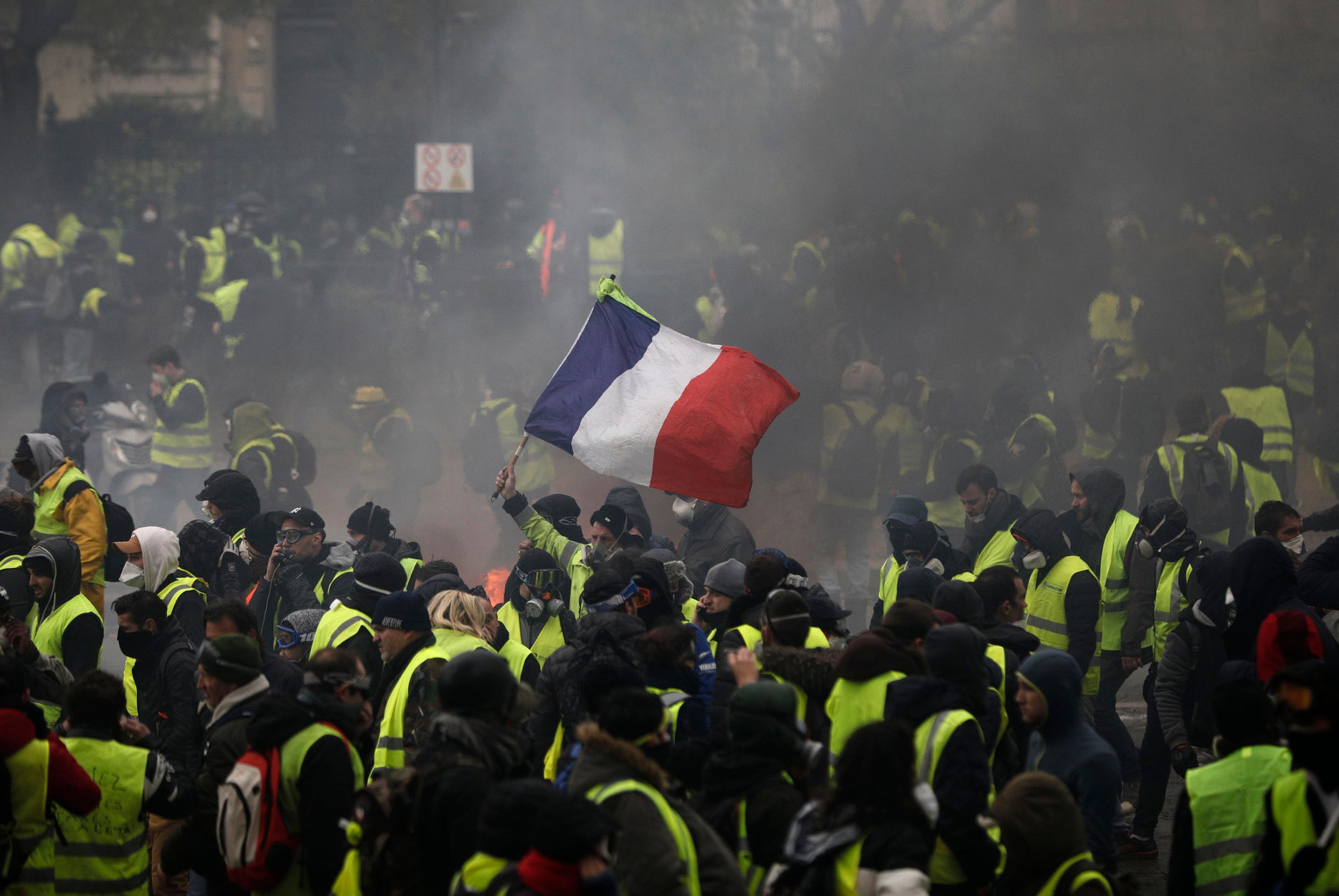 Protestujúci vo Francúzsku.