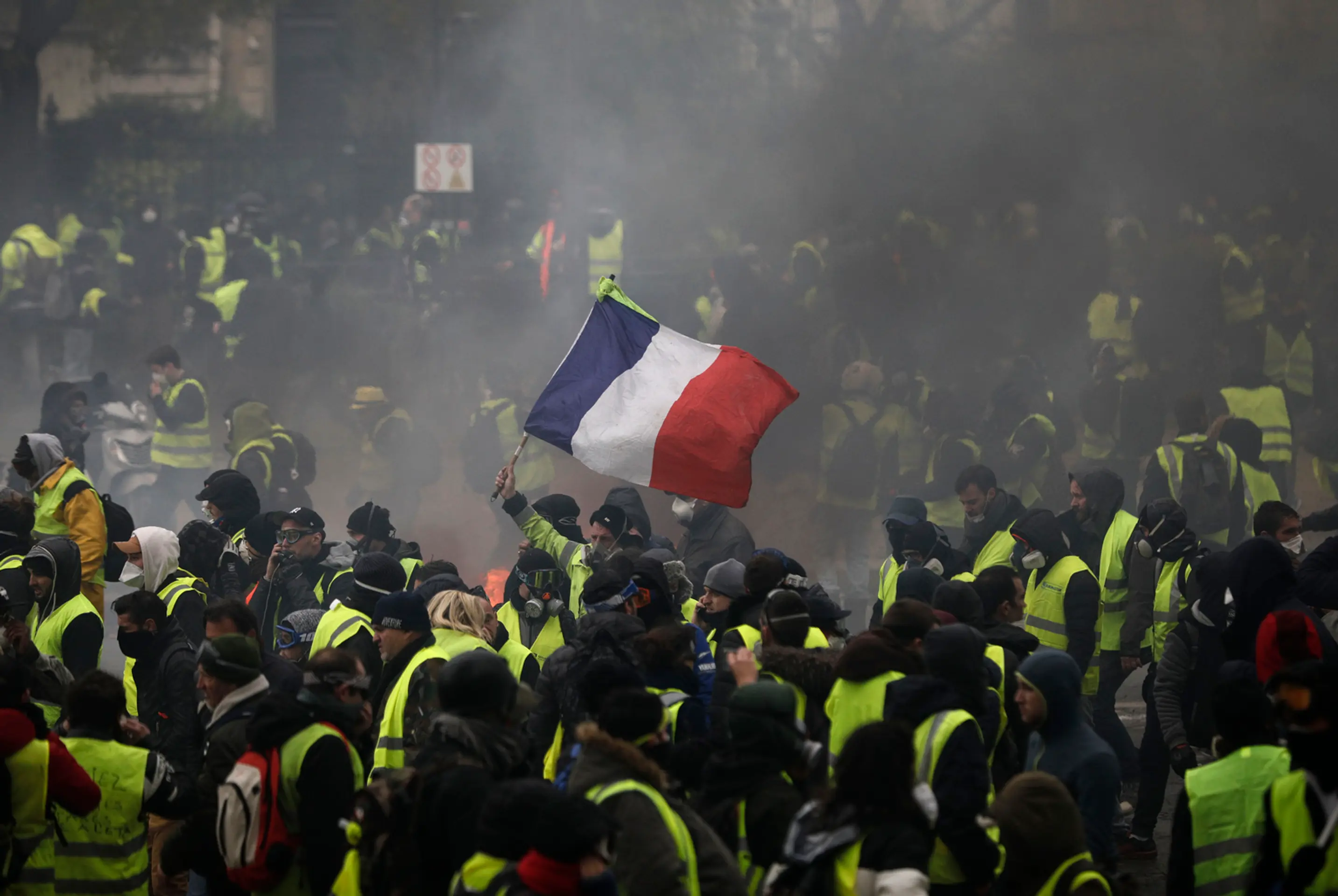 Protestujúci vo Francúzsku.