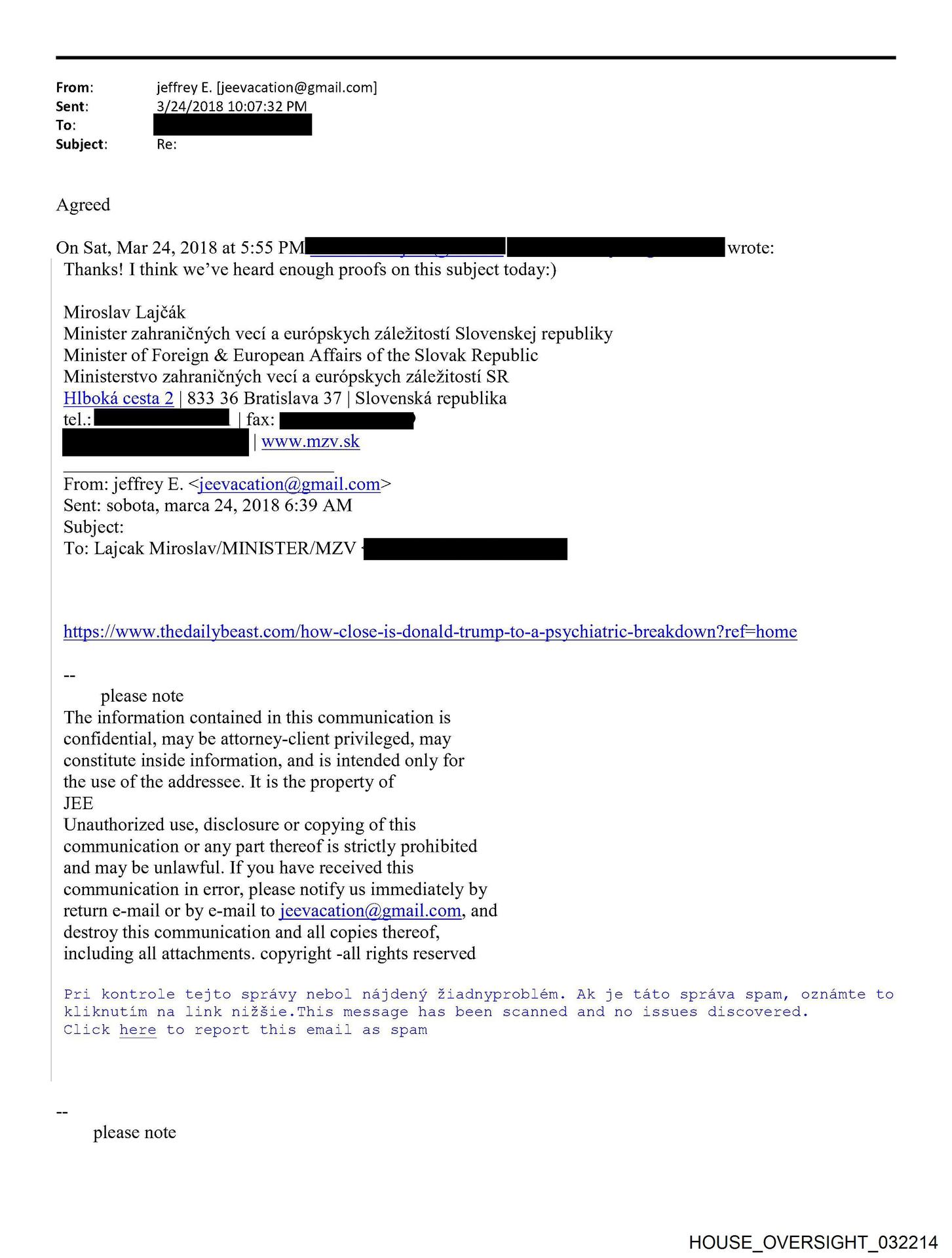 Konverzácia Epsteina a Lajčáka.