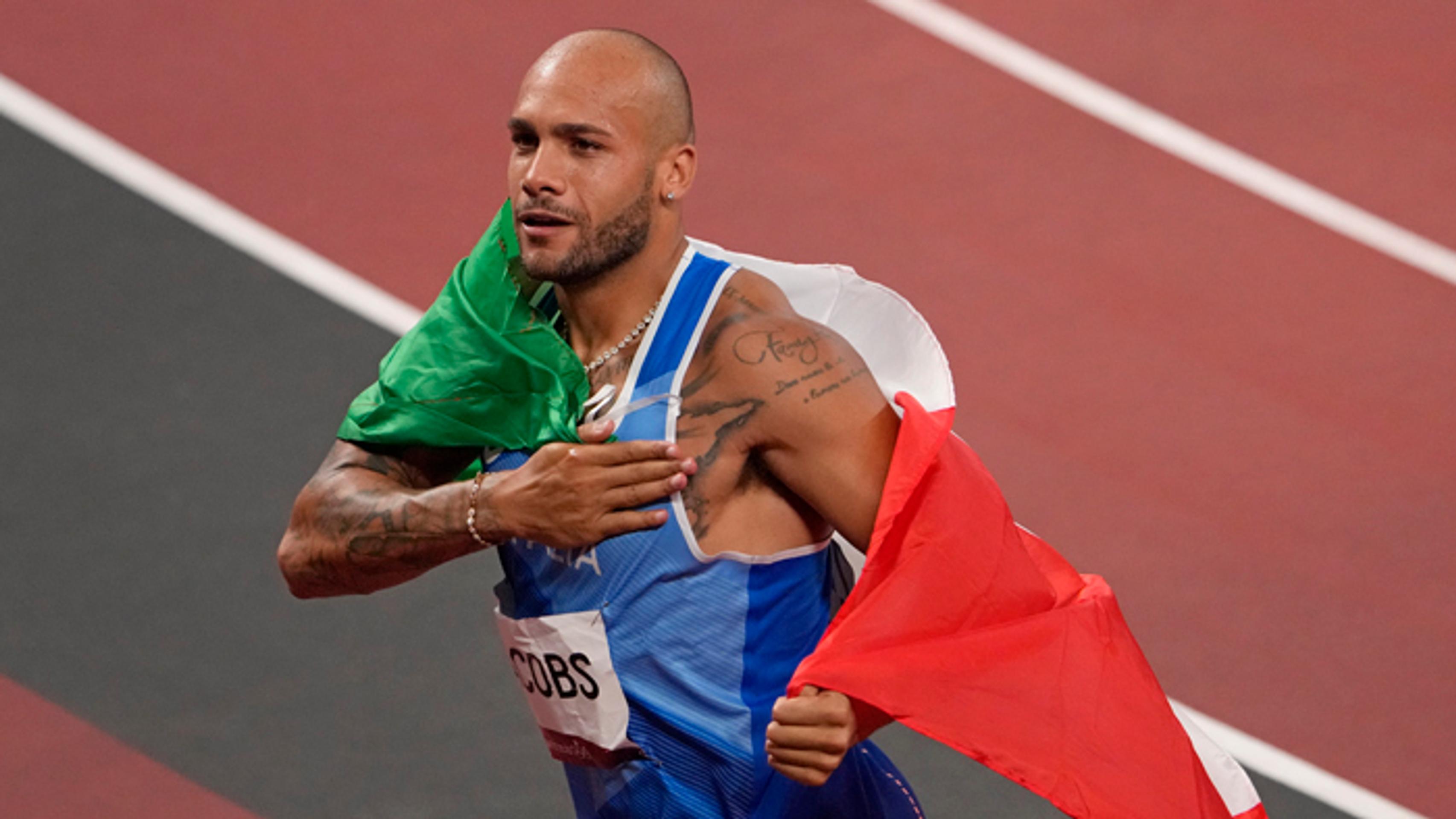 Lamont Marcell Jacobs po víťaznom finále v behu na 100 m.