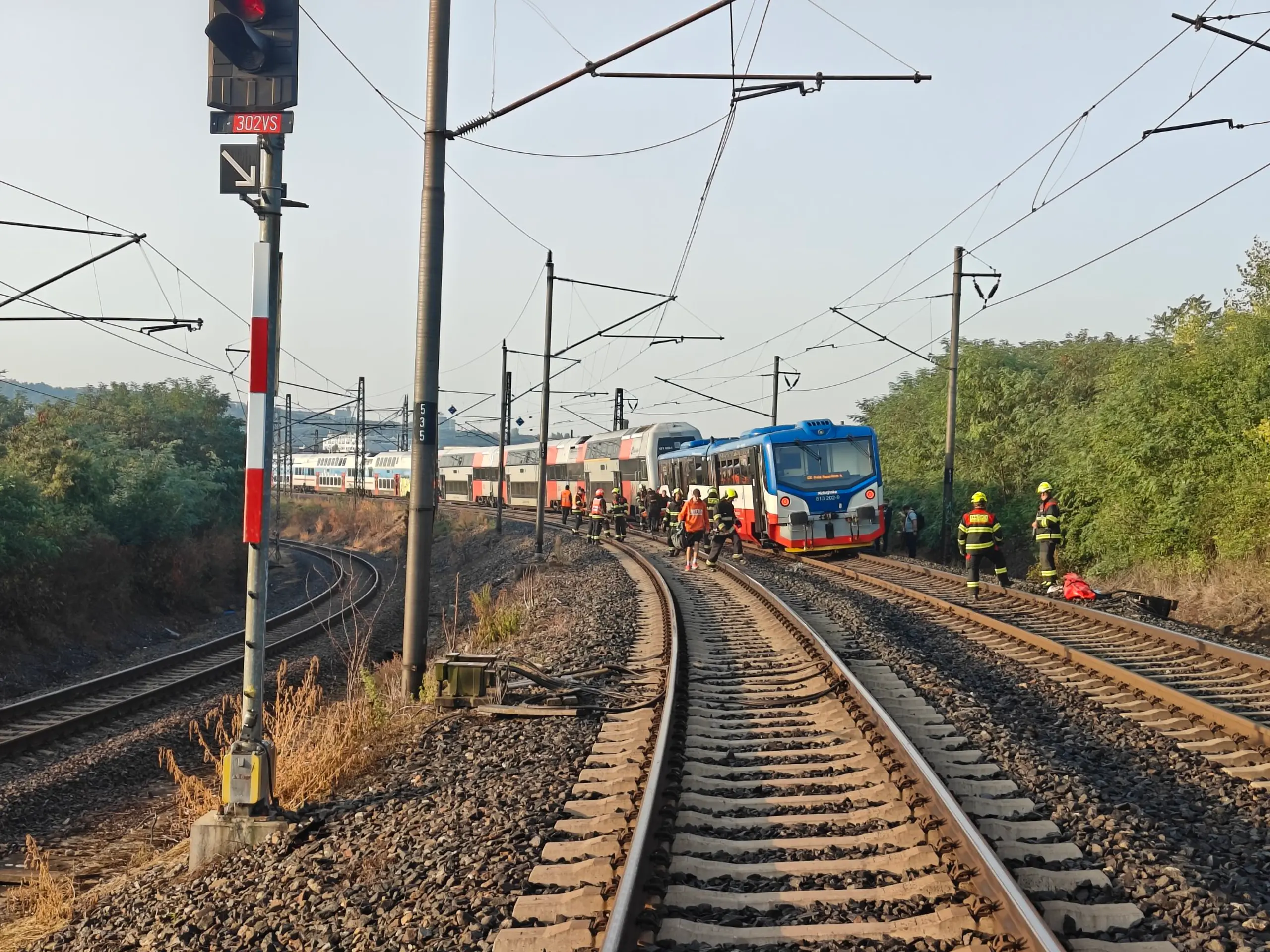 Zrážka vlakov v Prahe.